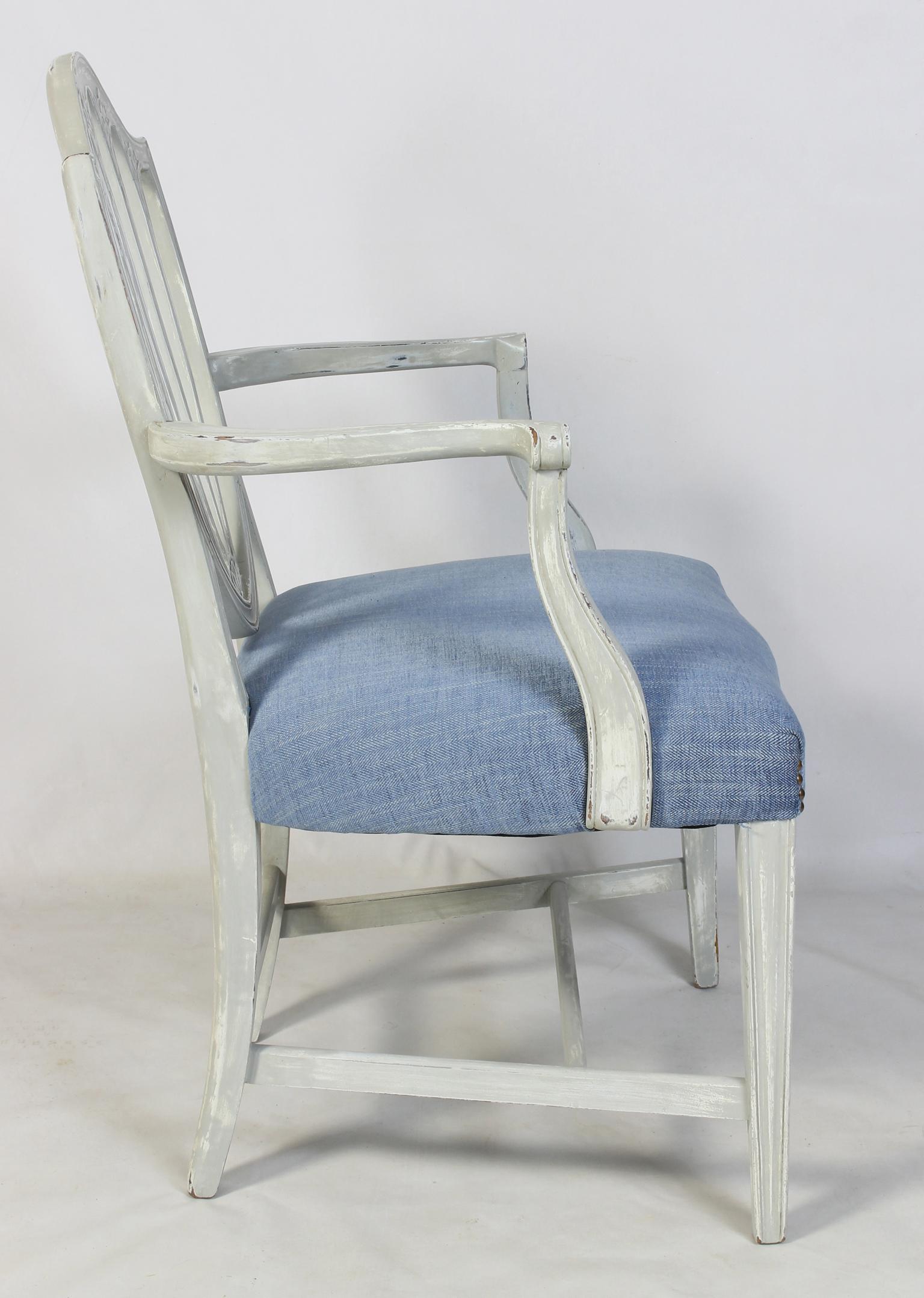 Set of Eight Shield Back Painted Dining Chairs 1