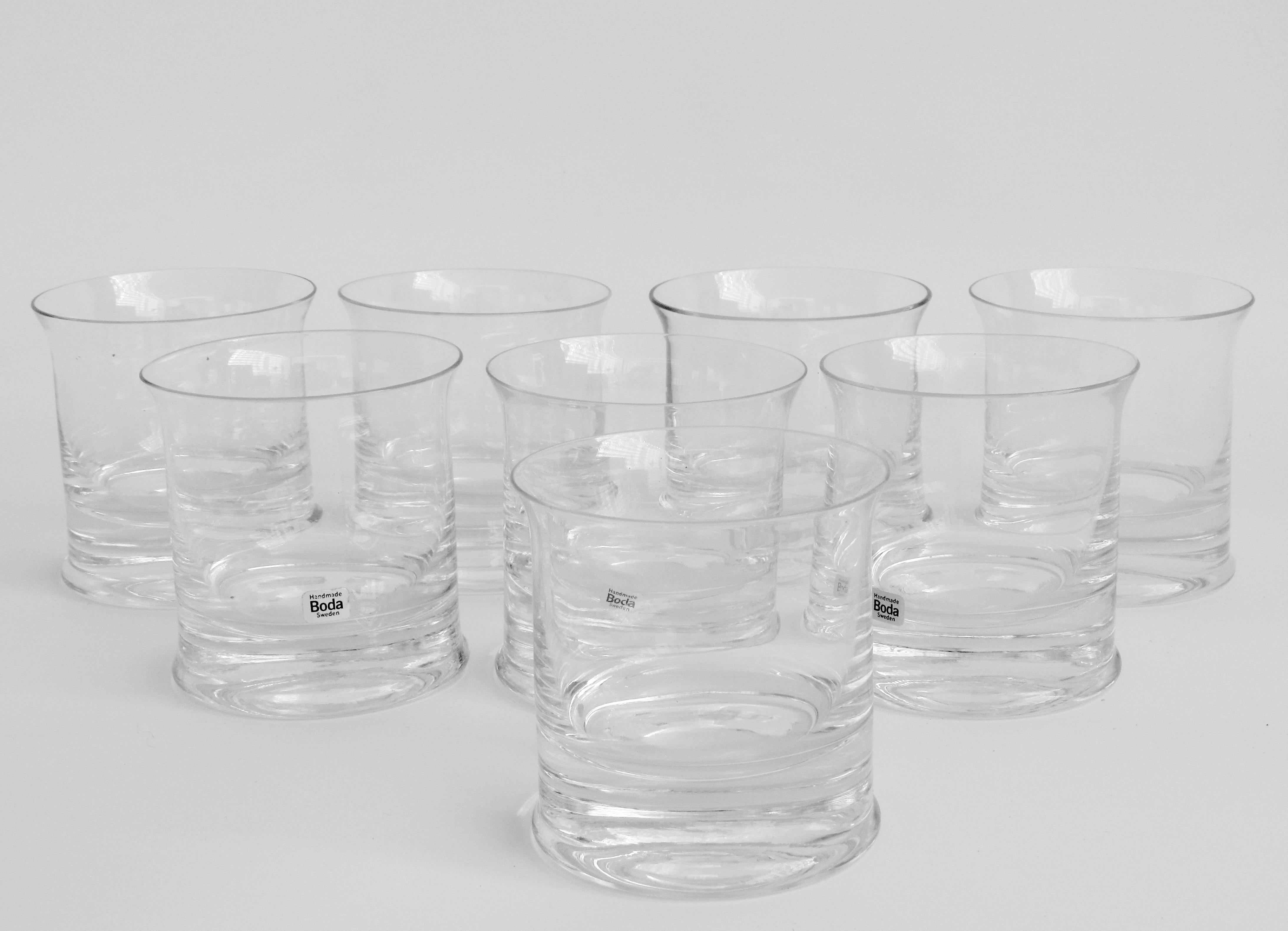 Mid-Century Modern Set of eight Signe Persson Melin Kosta Boca whiskey or rocks glasses For Sale