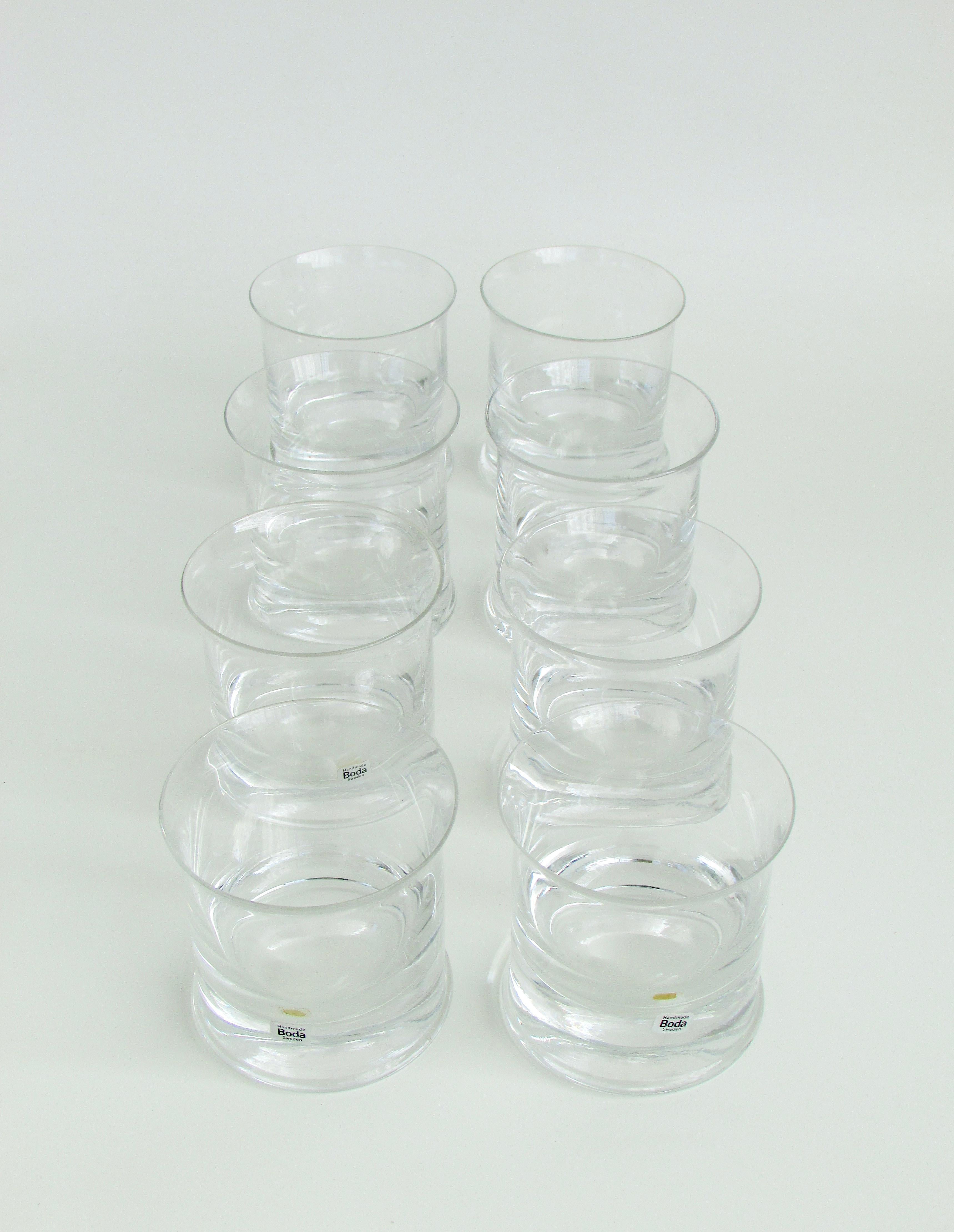 Hand-Crafted Set of eight Signe Persson Melin Kosta Boca whiskey or rocks glasses For Sale