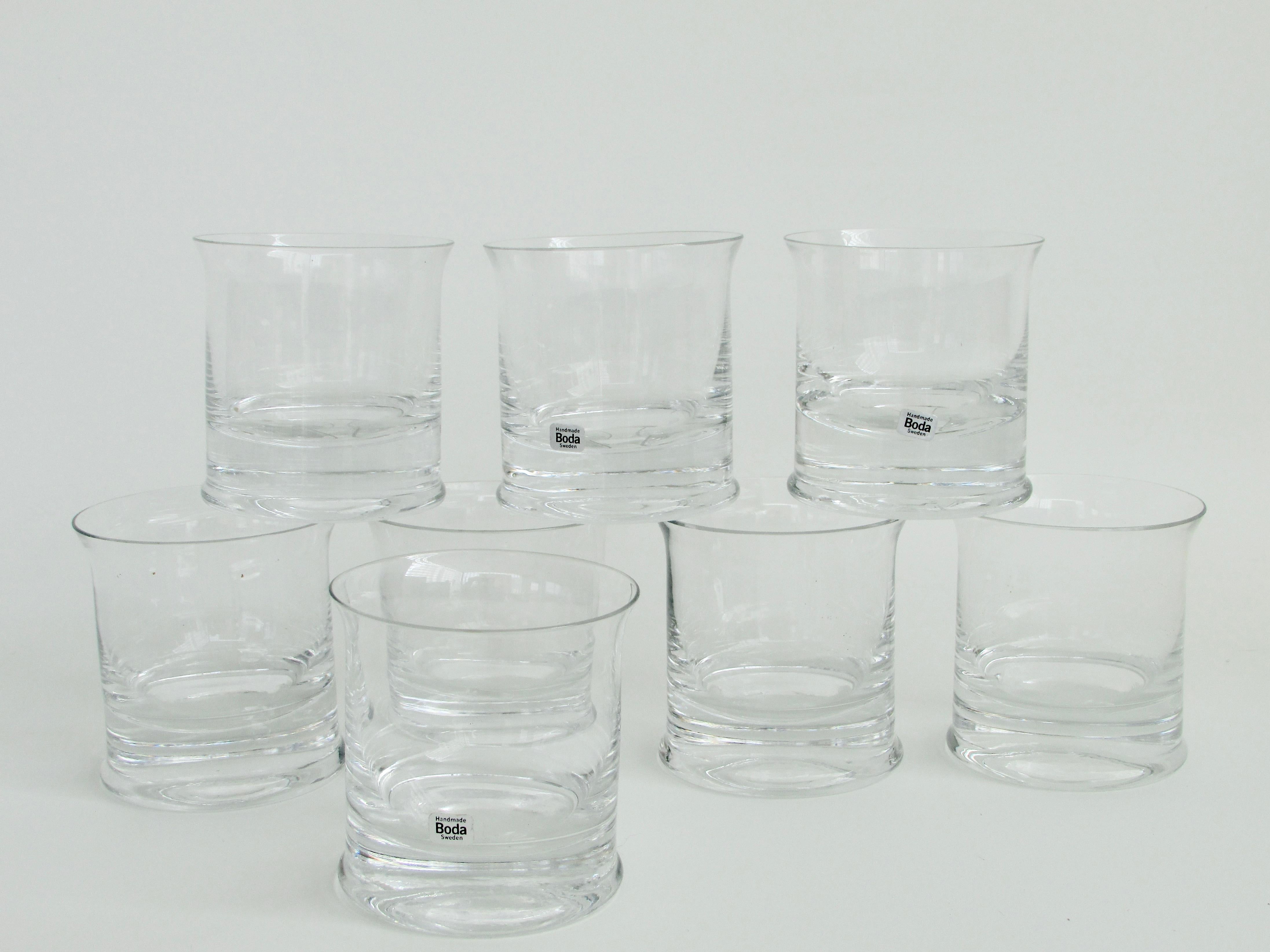 20th Century Set of eight Signe Persson Melin Kosta Boca whiskey or rocks glasses For Sale