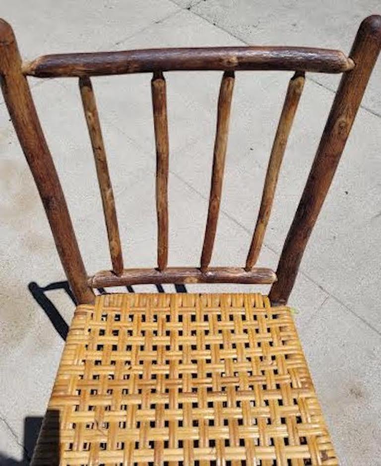 Beautiful set of eight old hickory chairs. A set of eight is hard to come by. The chairs are very strong. Great for a Ranch Style home or Country home.