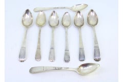 Set of eight silver teaspoons in the caninhas style