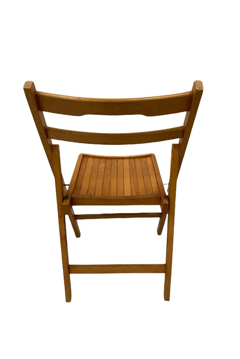 Set of Eight Slatted Wood Folding Chairs For Sale at 1stDibs