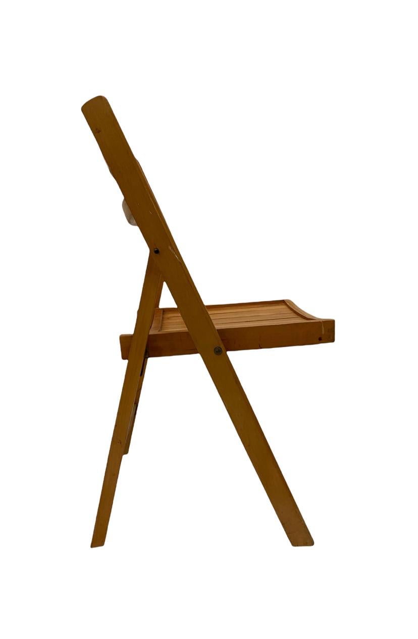 Set of Eight Slatted Wood Folding Chairs For Sale at 1stDibs