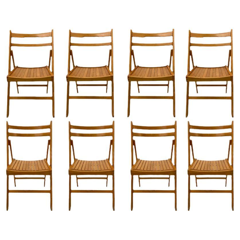 Early Wood Slat Folding Chairs Set of 4 at 1stDibs