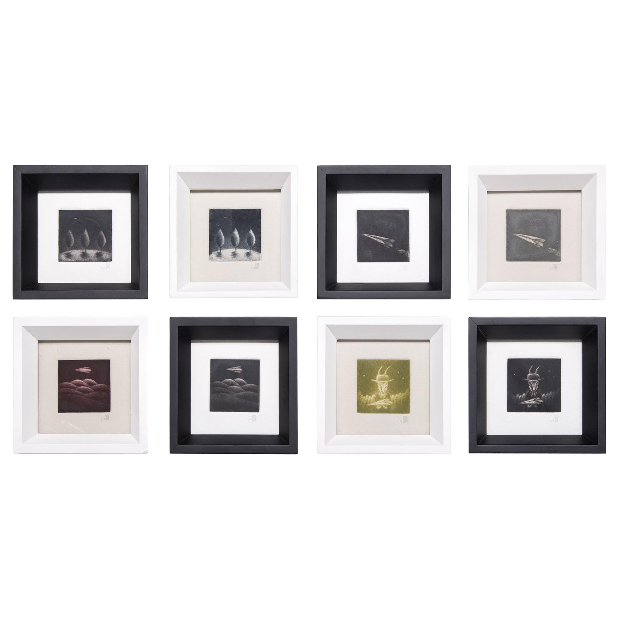 Set of Eight Small Prints by Yoko Tanaka