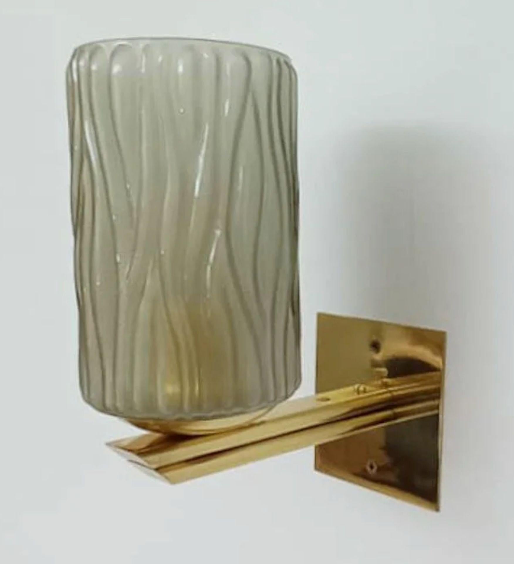 Vetro di Murano Set di otto lampade di Murano con texture fumé di Barovier&Toso. Italia, anni '50. in vendita