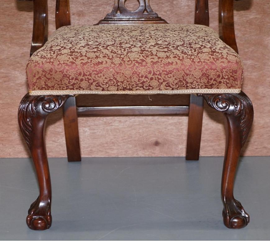 Set of Eight Solid Hardwood Claw & Ball Feet Thomas Chippendale Dining Chairs 8 For Sale 3