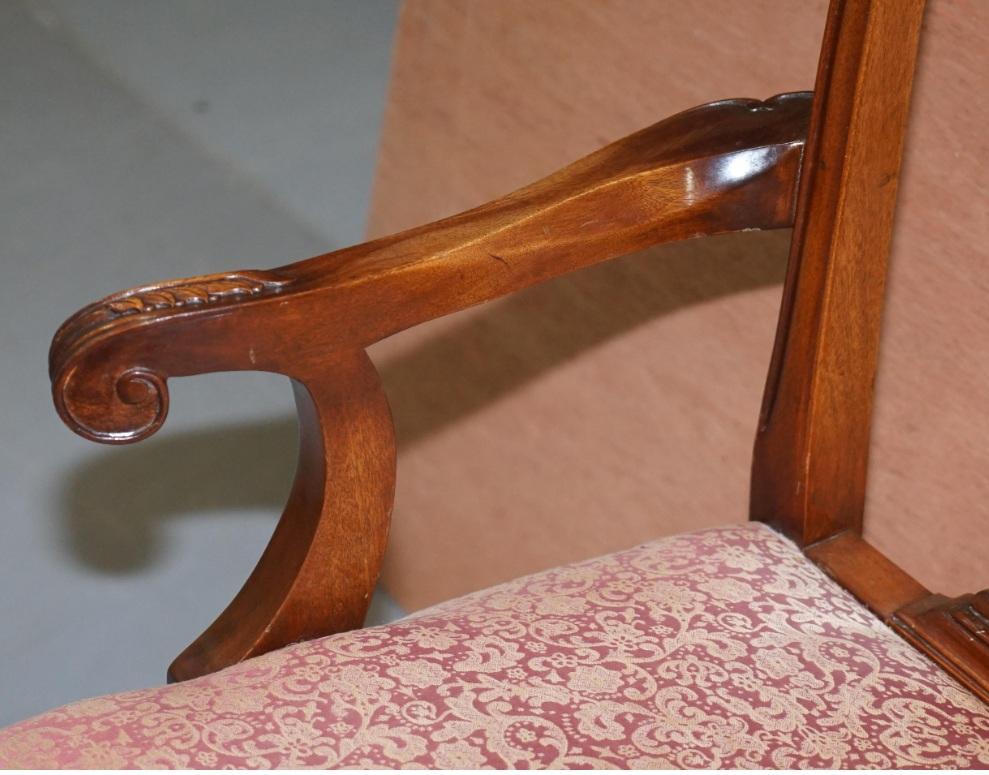 Set of Eight Solid Hardwood Claw & Ball Feet Thomas Chippendale Dining Chairs 8 For Sale 2