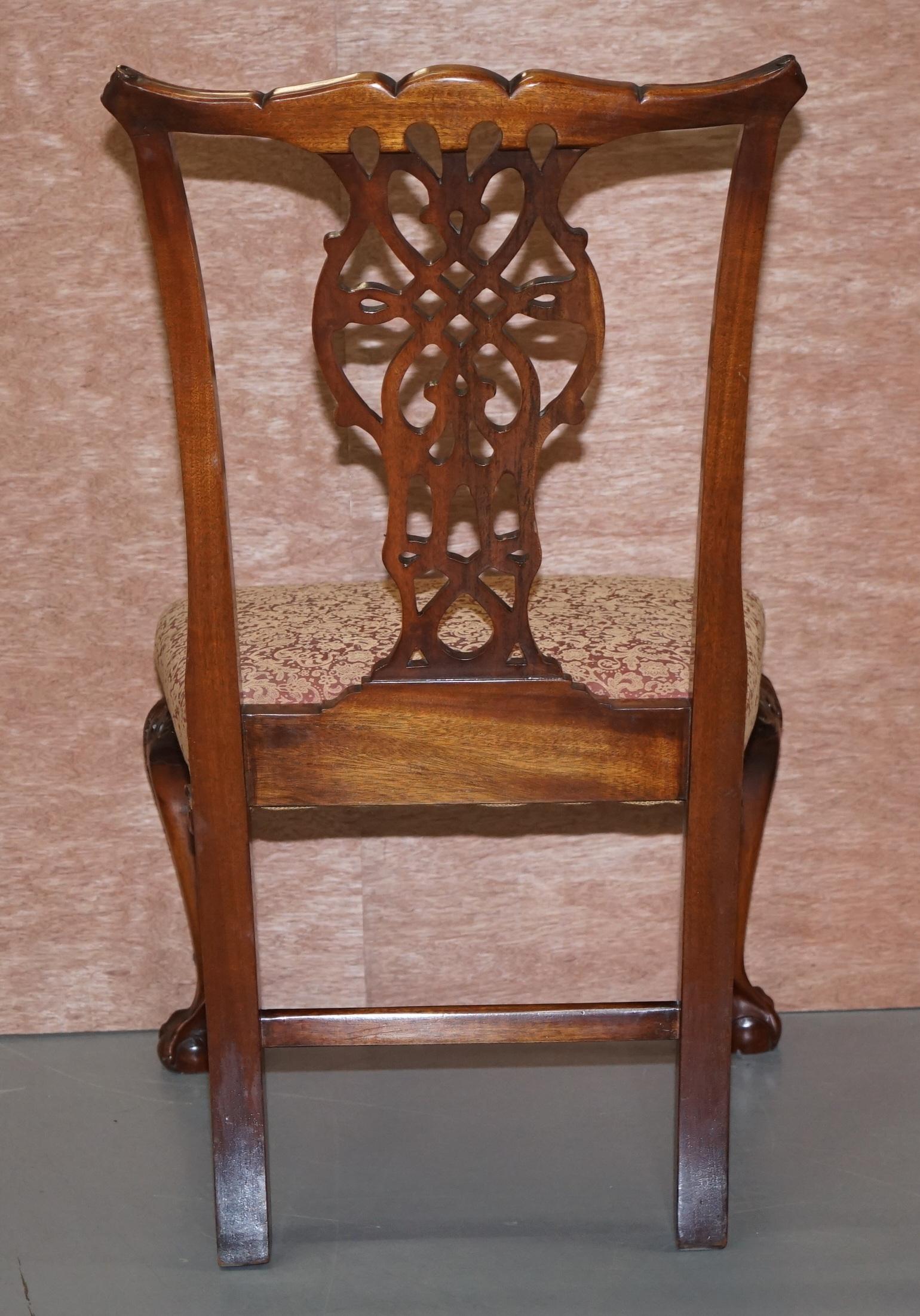 Set of Eight Solid Hardwood Claw & Ball Feet Thomas Chippendale Dining Chairs 8 5