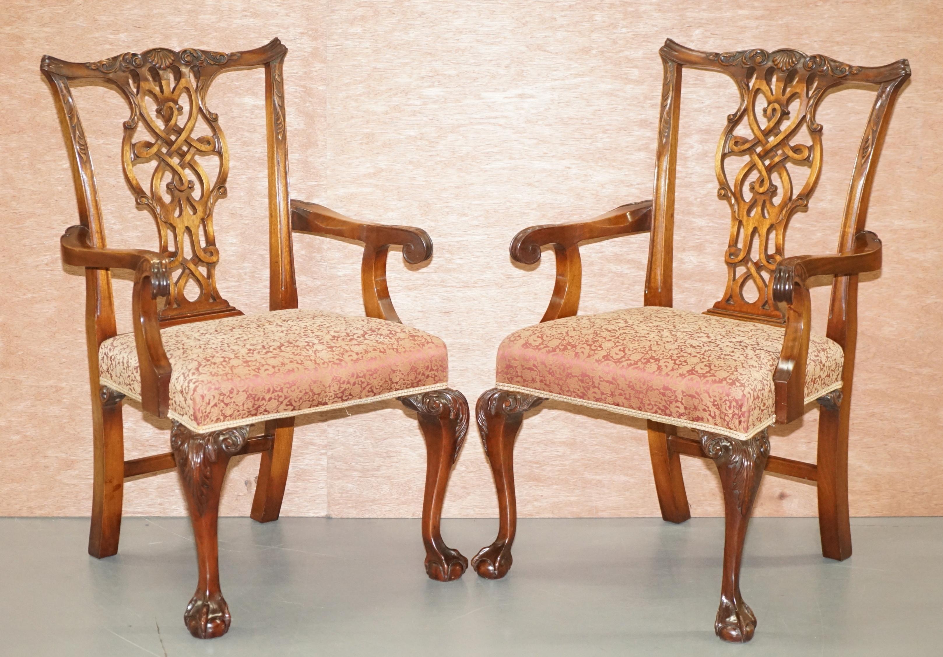 Set of Eight Solid Hardwood Claw & Ball Feet Thomas Chippendale Dining Chairs 8 7