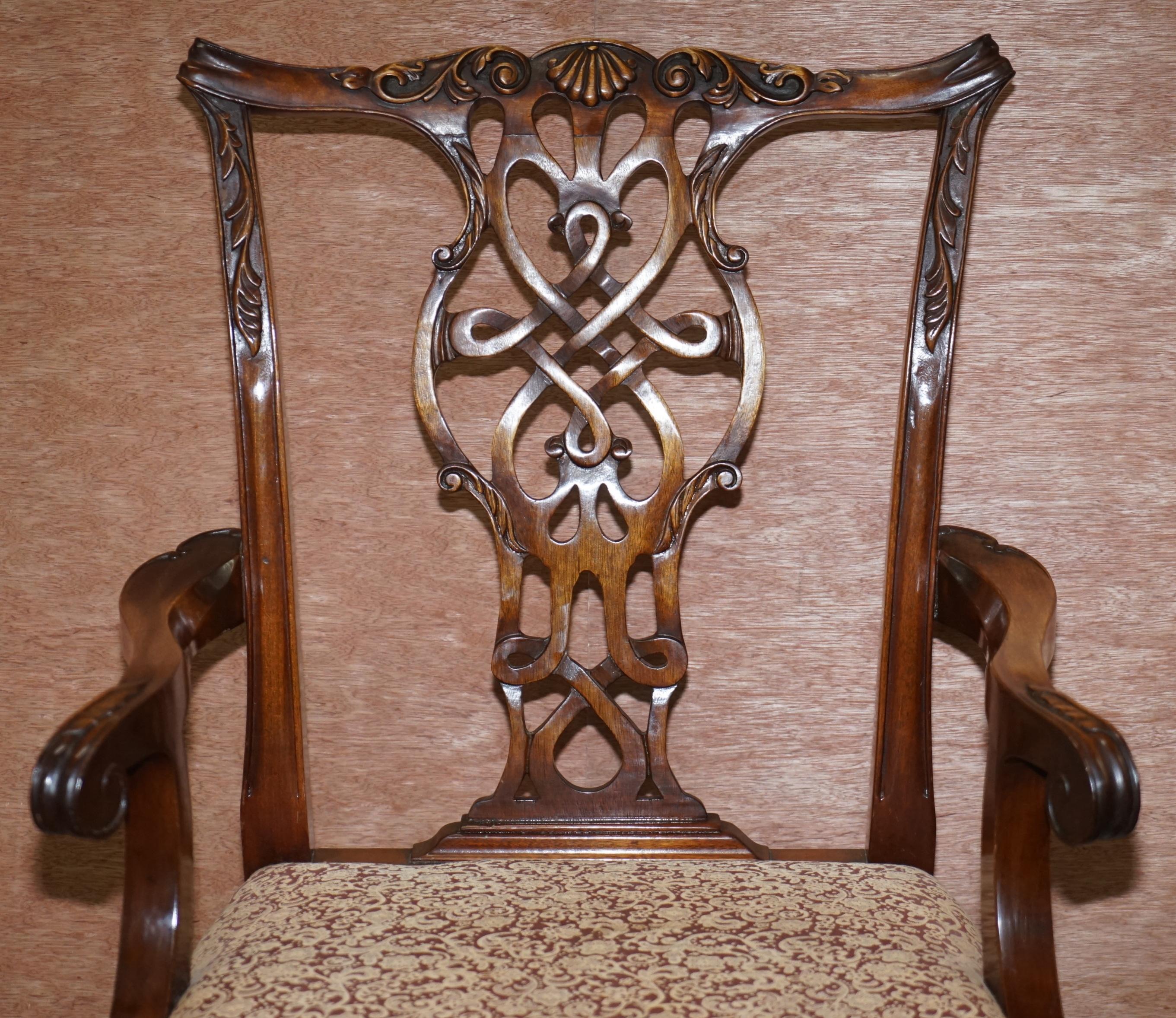 Set of Eight Solid Hardwood Claw & Ball Feet Thomas Chippendale Dining Chairs 8 10