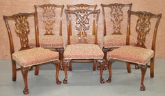 Set of Eight Solid Hardwood Claw & Ball Feet Thomas Chippendale Dining Chairs 8