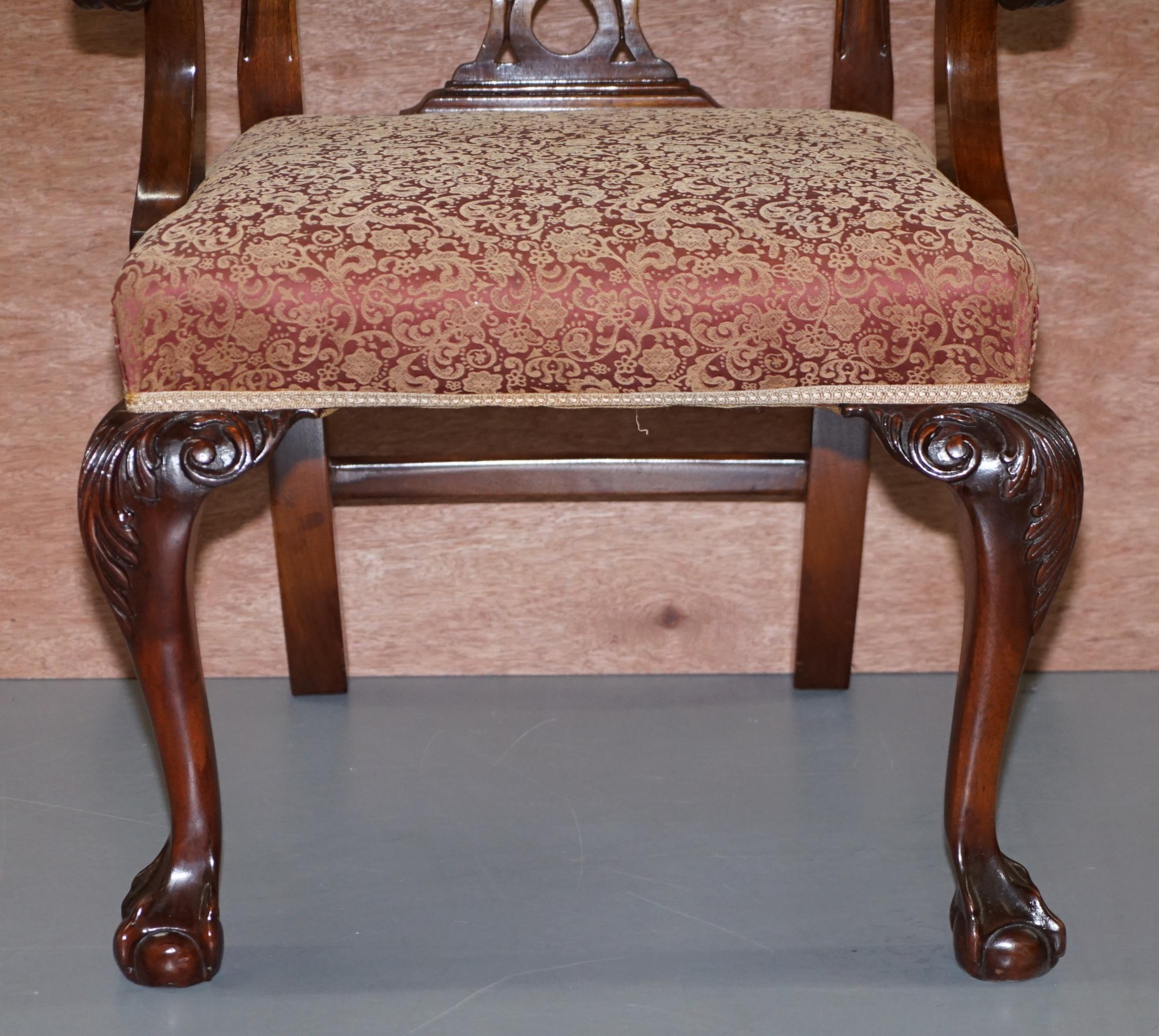 Set of Eight Solid Hardwood Claw & Ball Feet Thomas Chippendale Dining Chairs 8 13