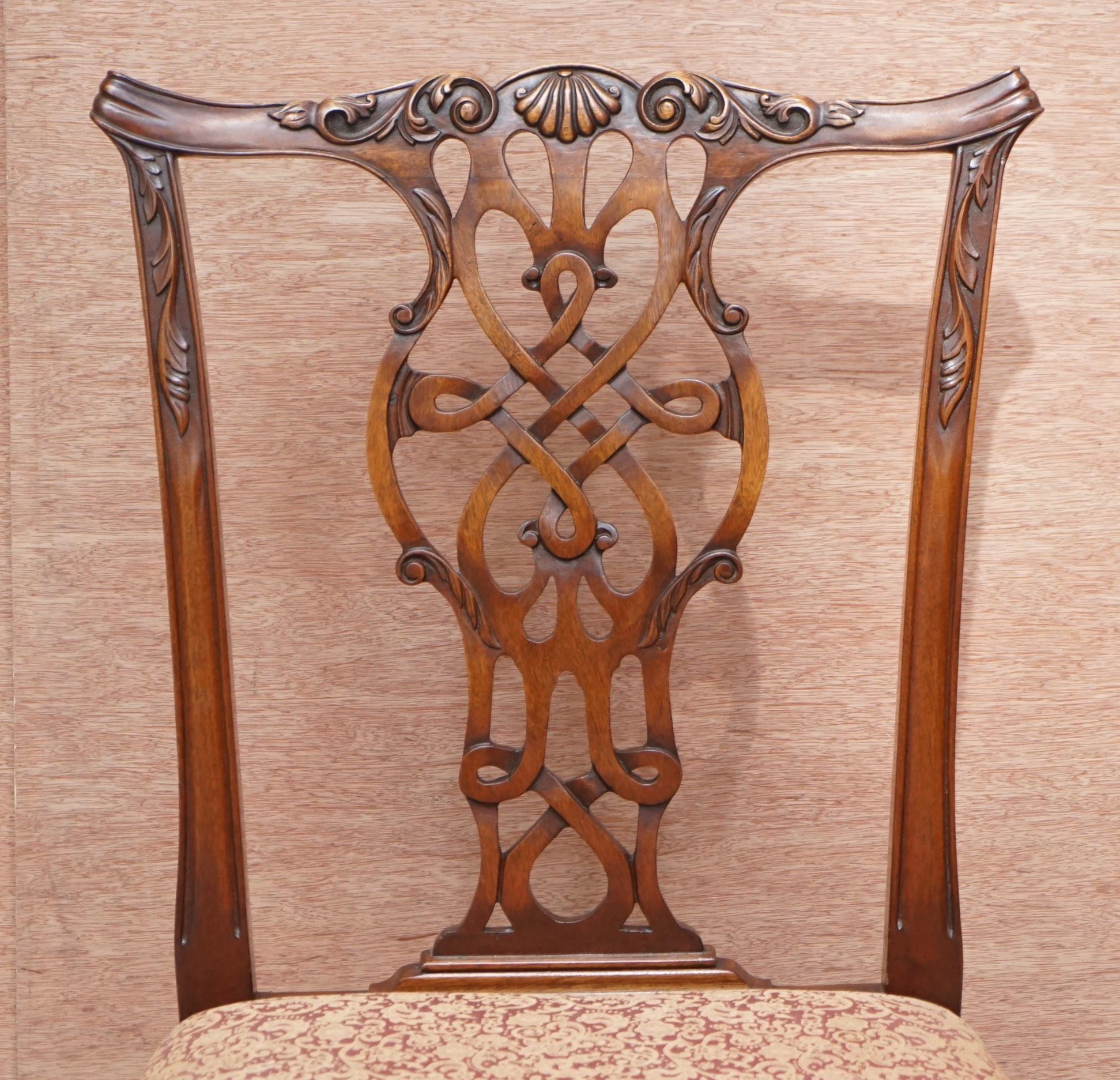 Hand-Crafted Set of Eight Solid Hardwood Claw & Ball Feet Thomas Chippendale Dining Chairs 8