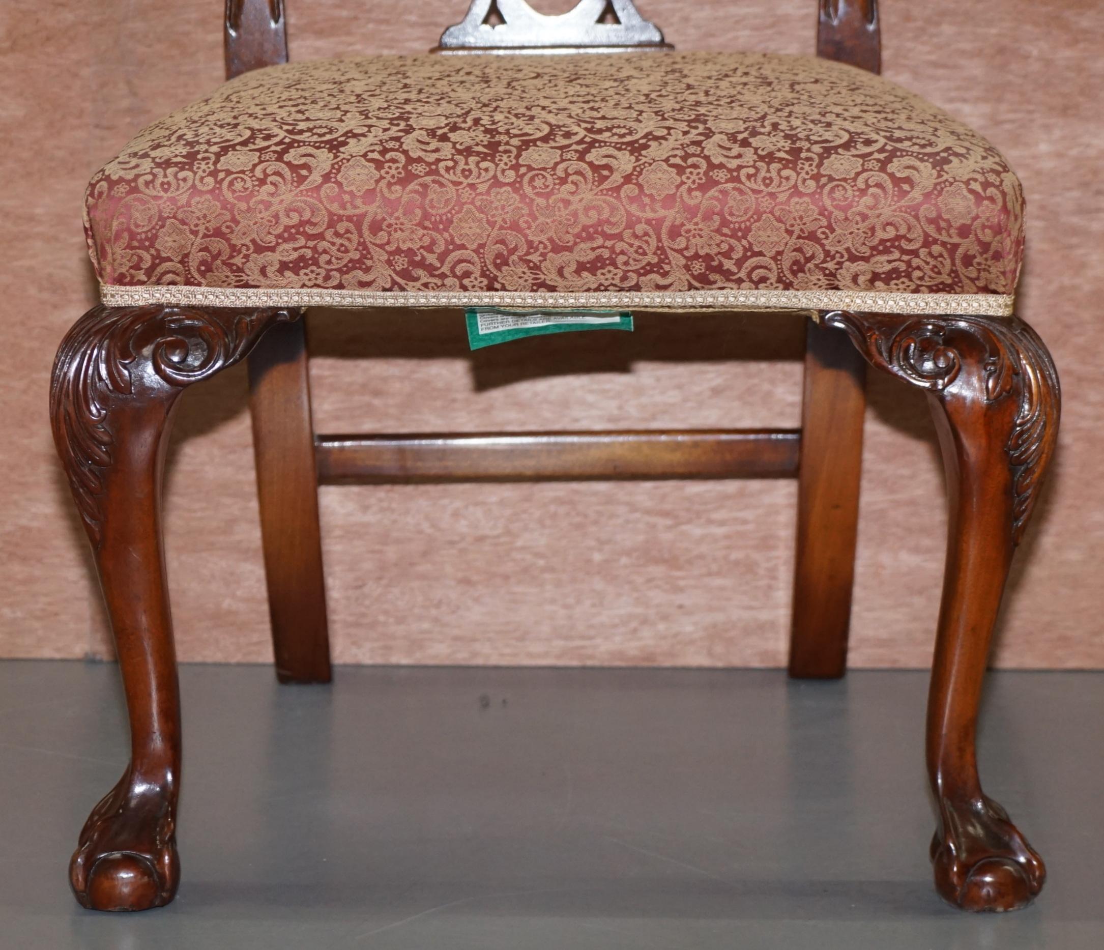 Upholstery Set of Eight Solid Hardwood Claw & Ball Feet Thomas Chippendale Dining Chairs 8