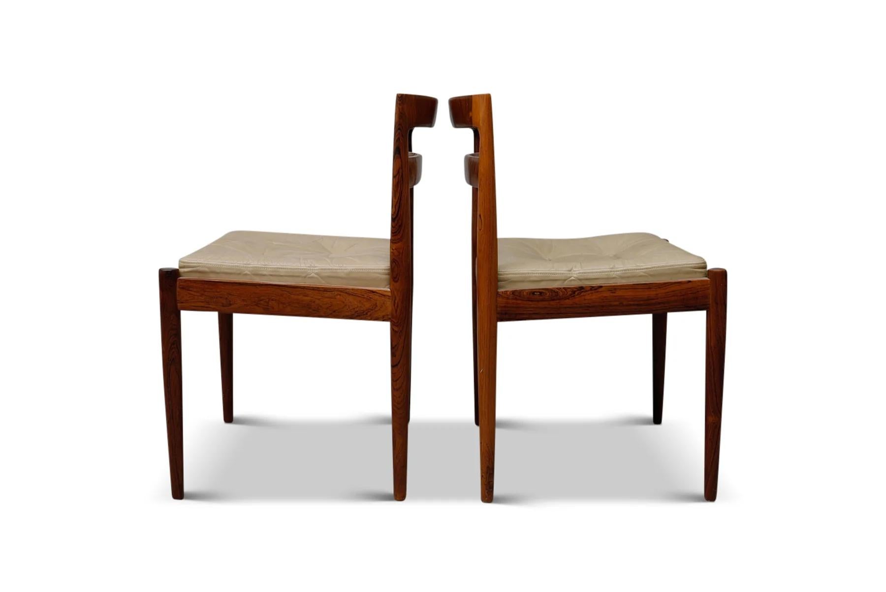 Mid-Century Modern Set of Eight Solid Rosewood Kai Kristiansen for Magnus Olesen Dining Chairs  For Sale