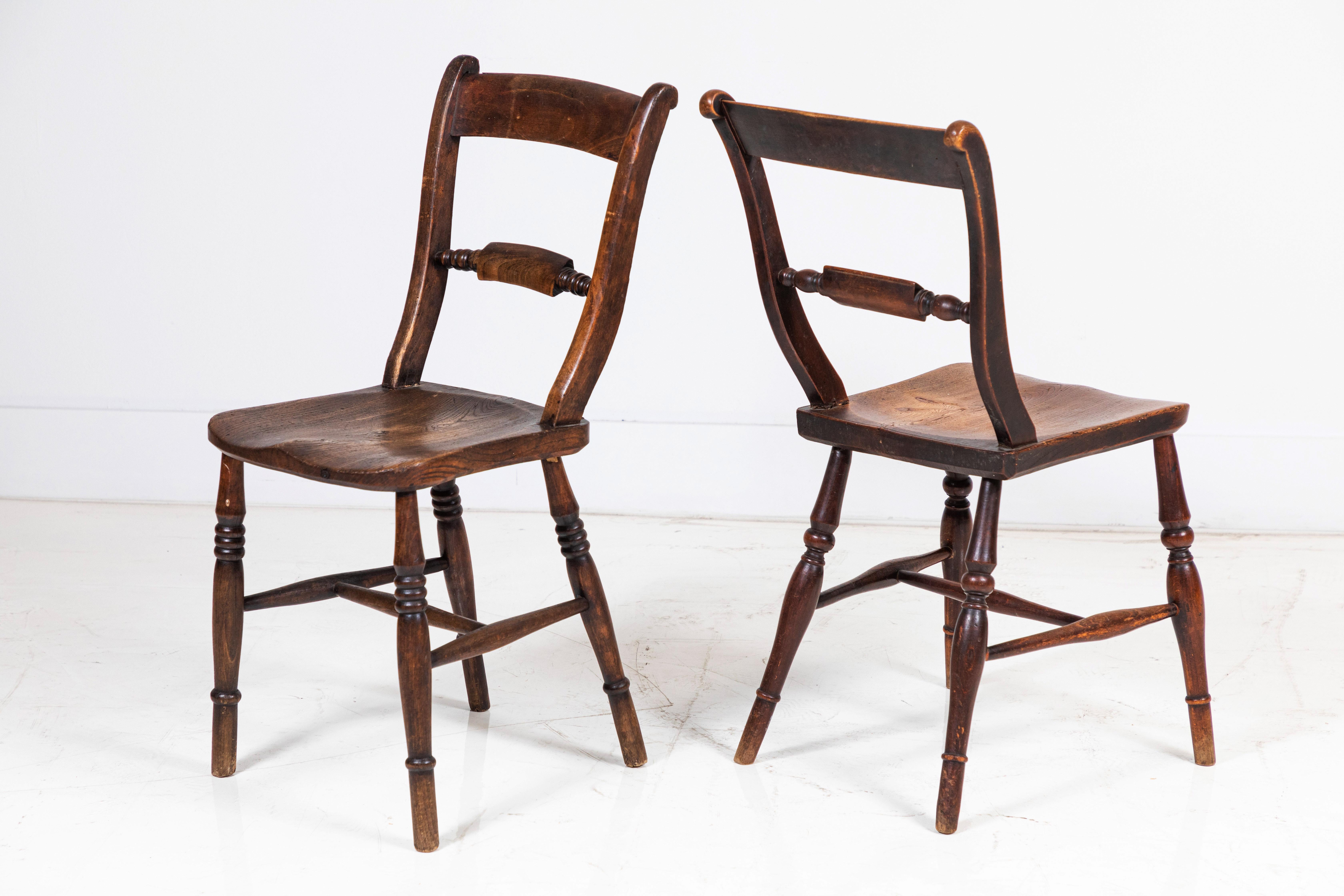Oak Set of Eight European Farmhouse Dining Chairs