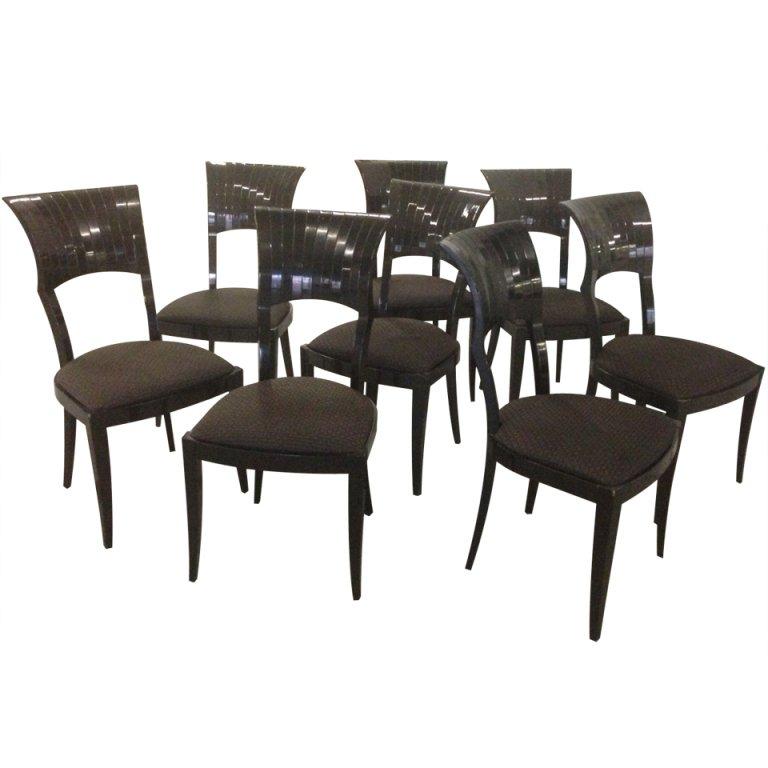 Set of Eight Spectacular Signed Dining Chairs For Sale