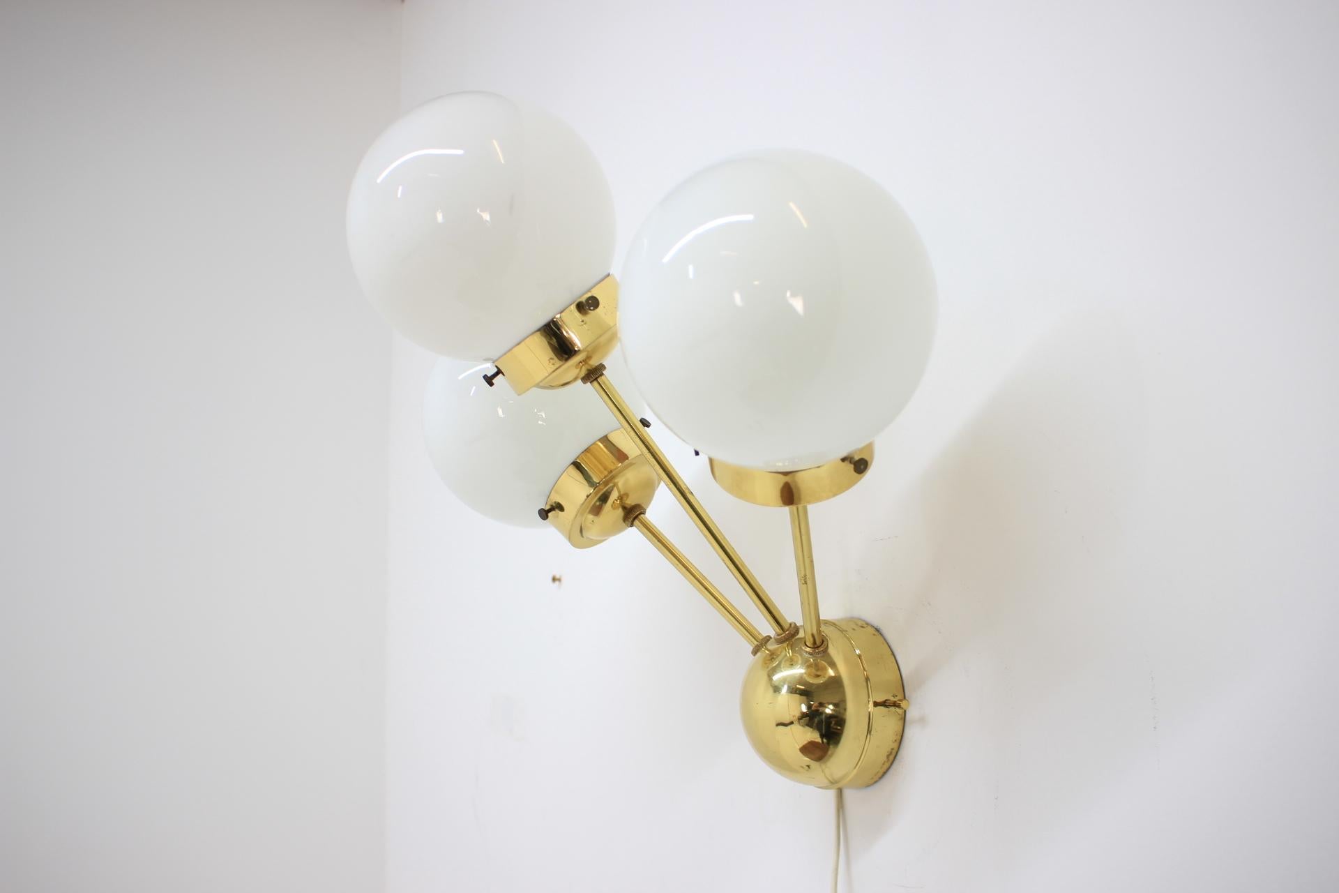 Mid-Century Modern Set of Eight SPACE AGE Sputnik Brass Wall Lamps, 1970s For Sale