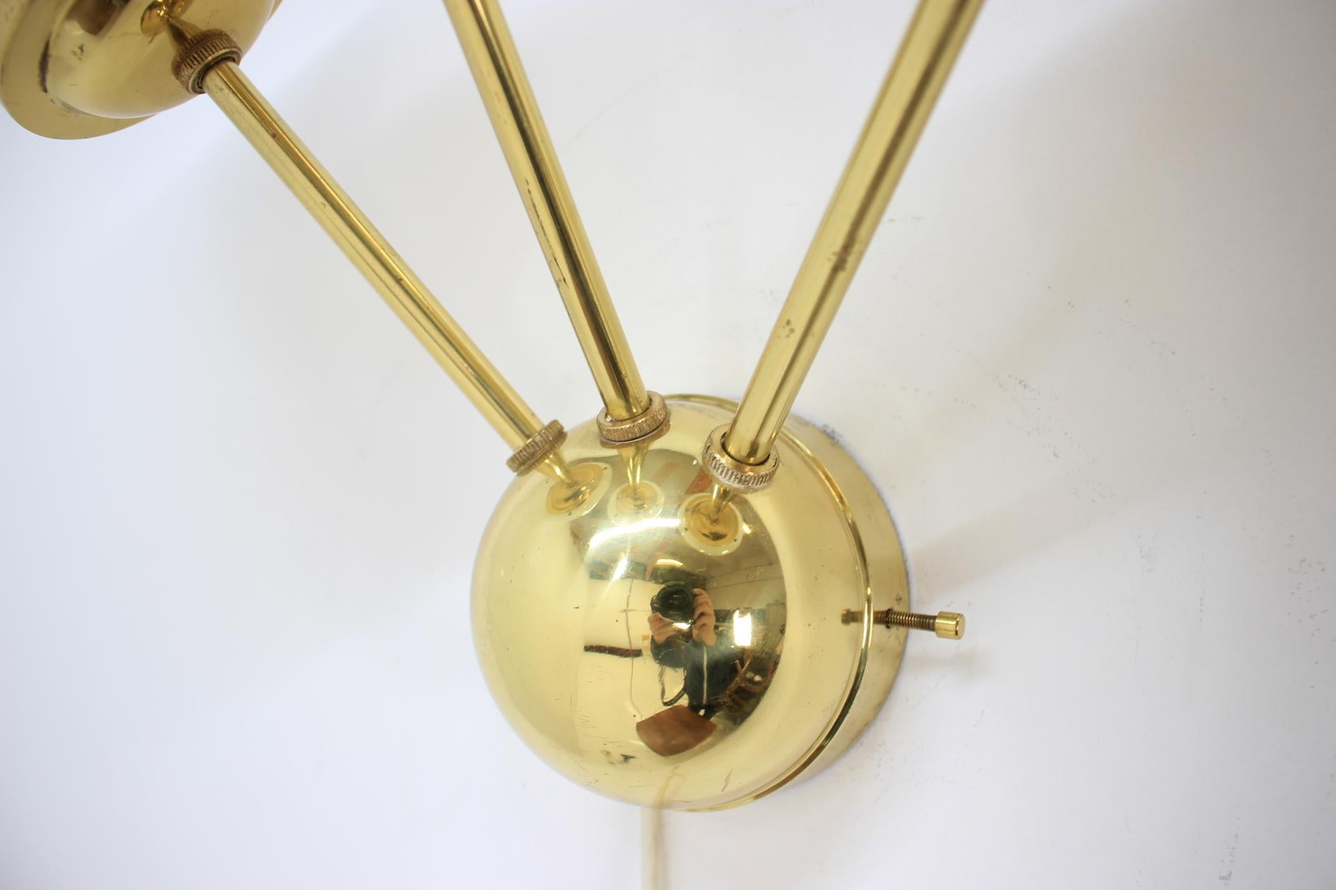 Late 20th Century Set of Eight SPACE AGE Sputnik Brass Wall Lamps, 1970s For Sale