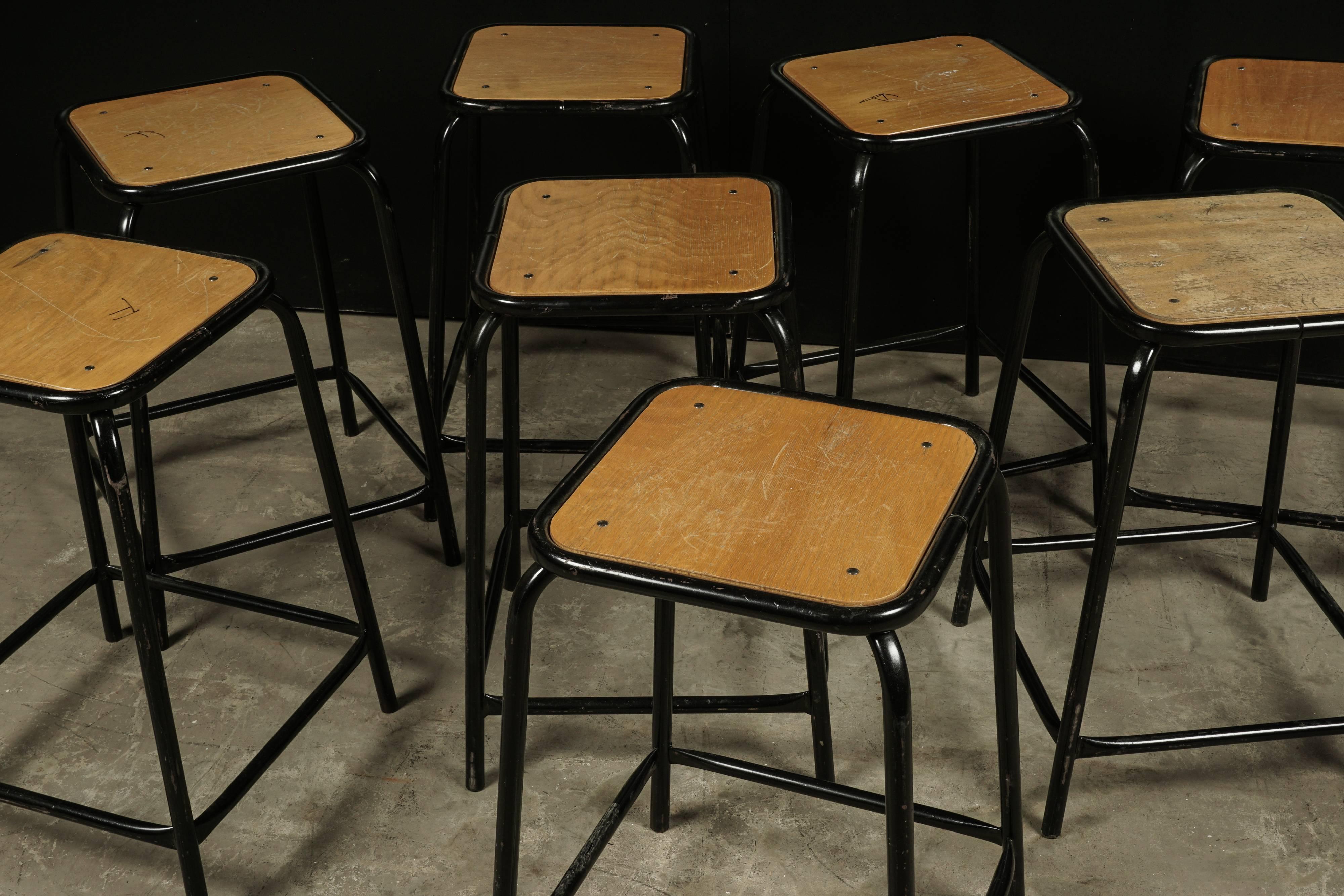 Set of Eight Stacking Counter Stools from Belgium, circa 1970 In Good Condition In Nashville, TN