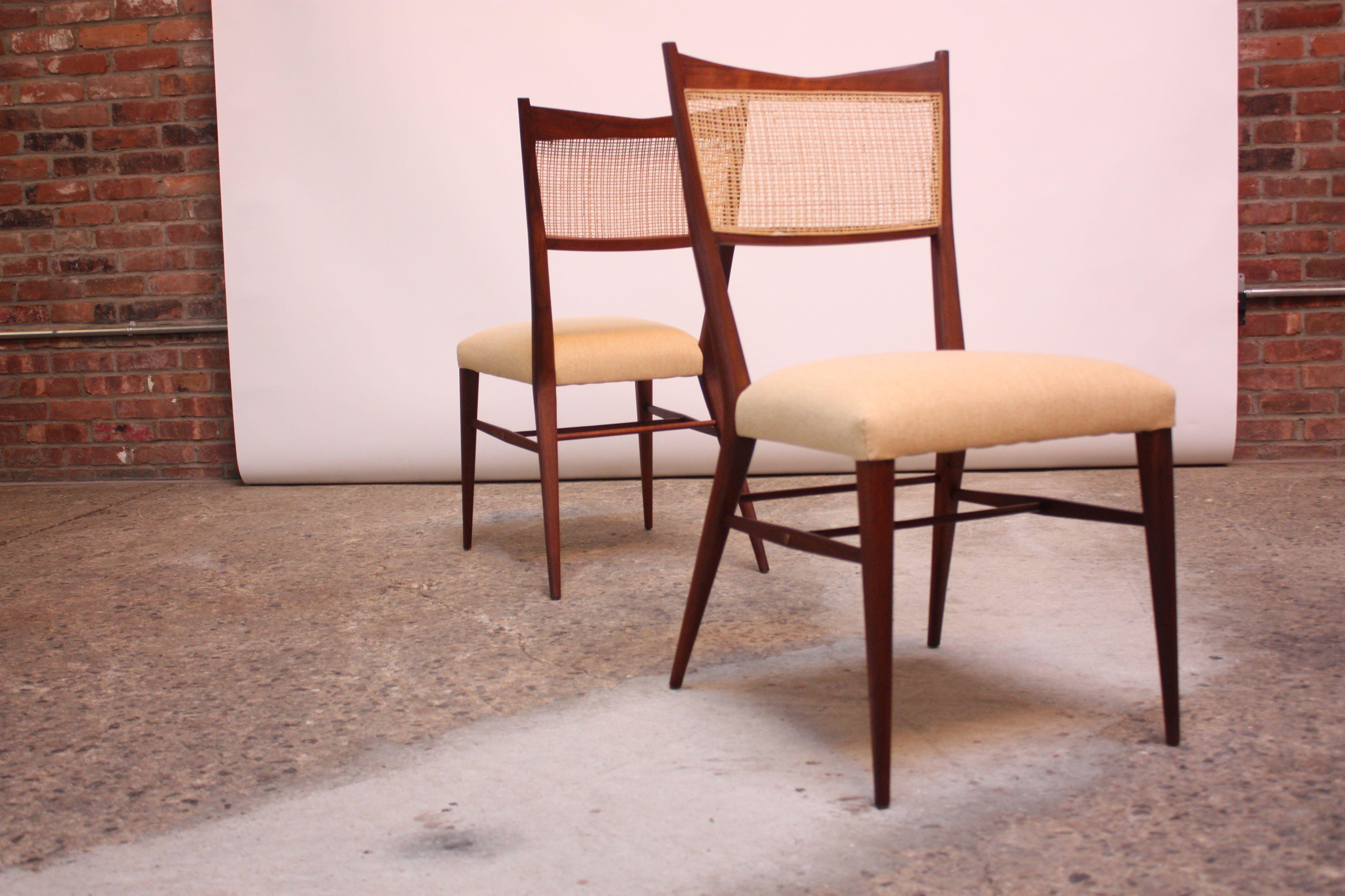 Set of Eight Stained Mahogany and Cane Directional Dining Chairs by Paul McCobb 4