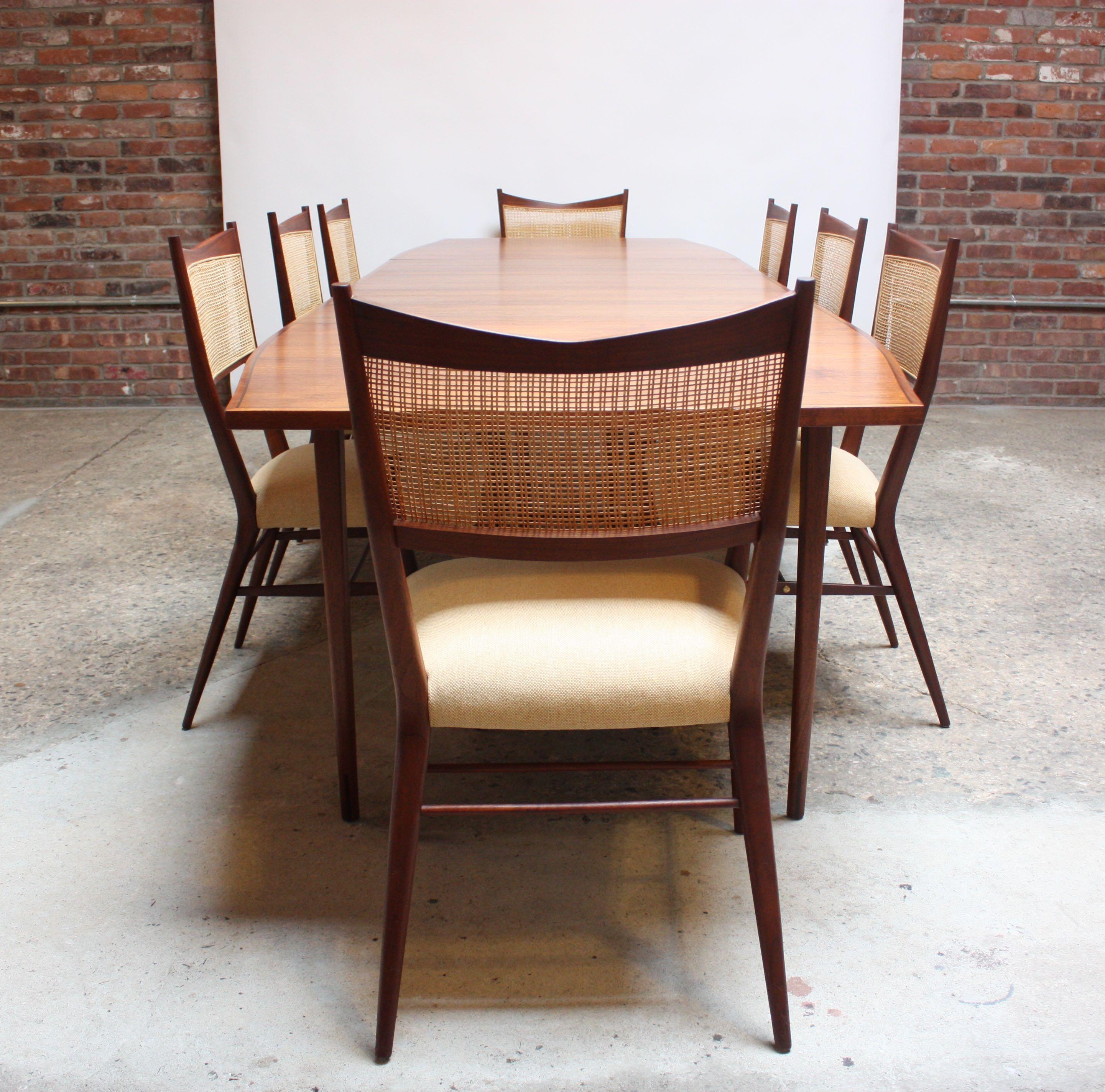 Set of Eight Stained Mahogany and Cane Directional Dining Chairs by Paul McCobb 13