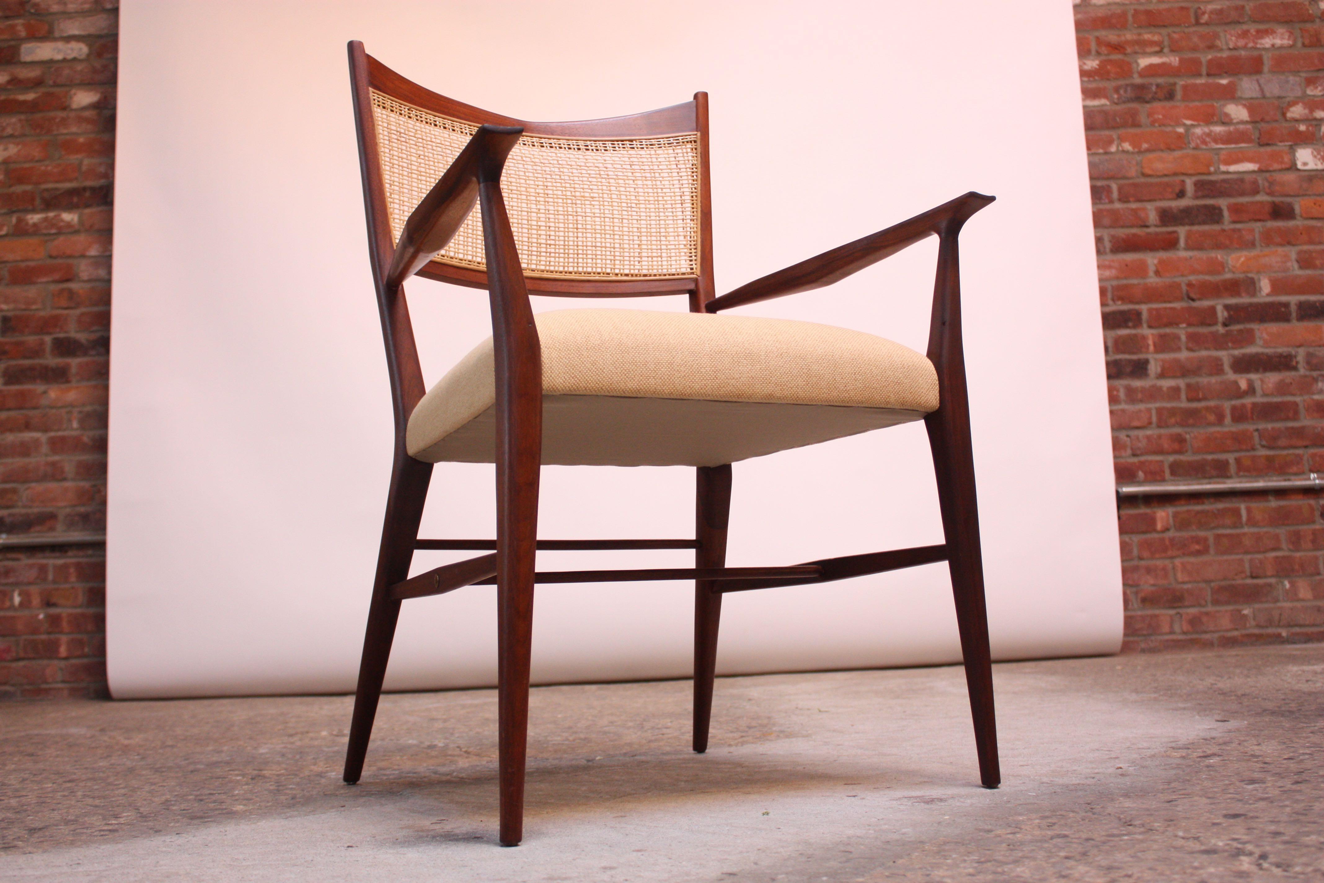 Set of Eight Stained Mahogany and Cane Directional Dining Chairs by Paul McCobb 2