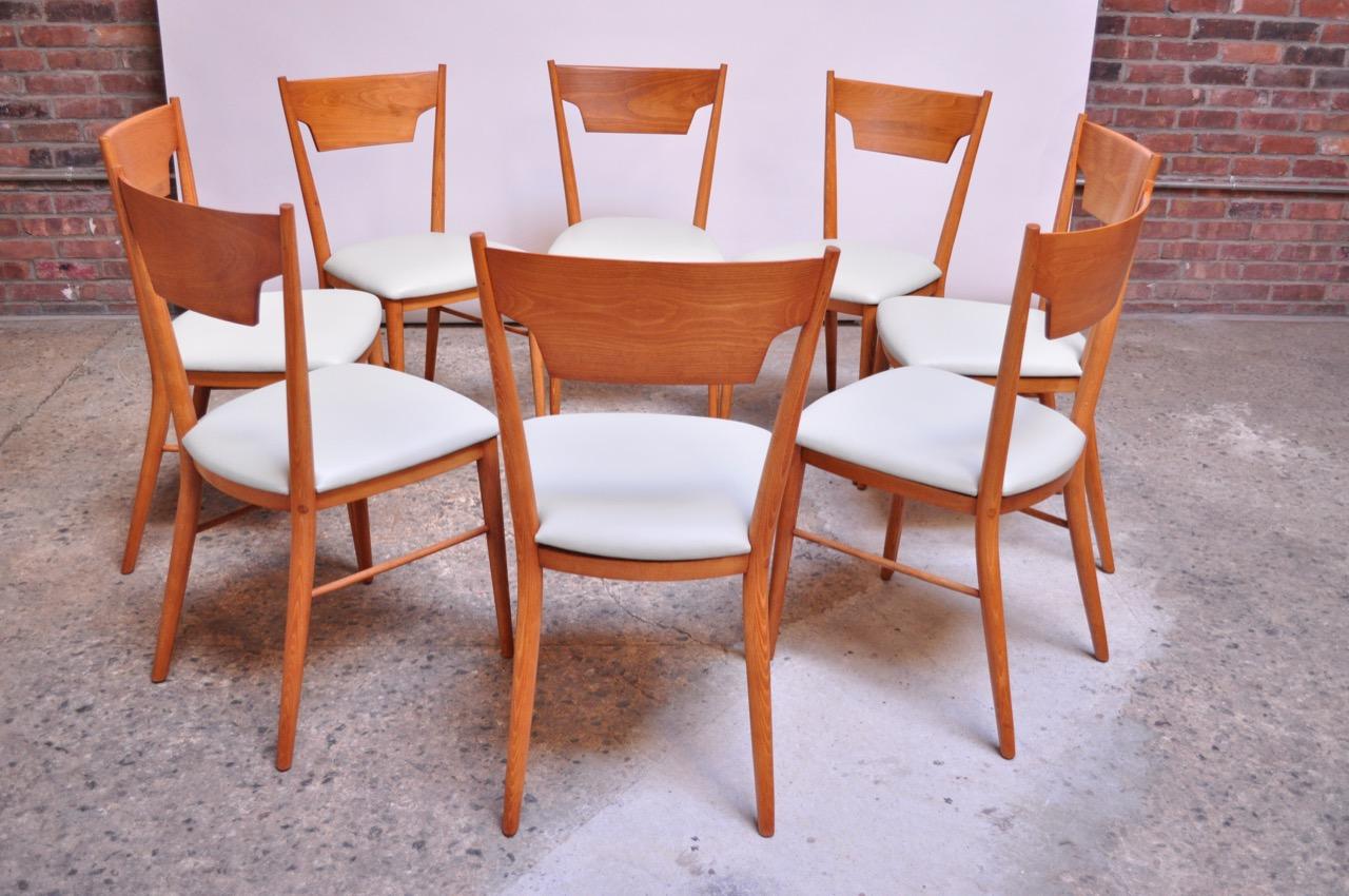 Mid-Century Modern Set of Eight Stained Maple Dining Chairs by Paul McCobb for Perimeter For Sale