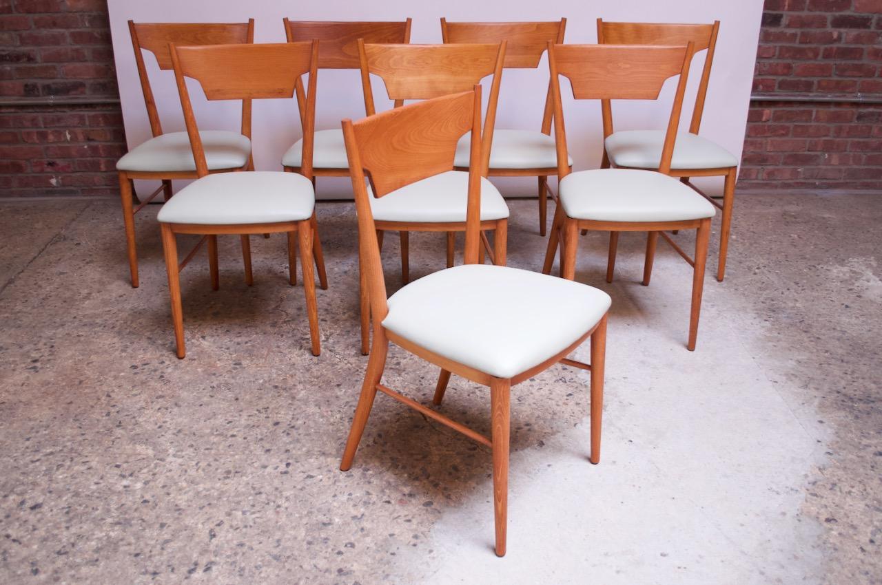 Set of Eight Stained Maple Dining Chairs by Paul McCobb for Perimeter In Good Condition For Sale In Brooklyn, NY