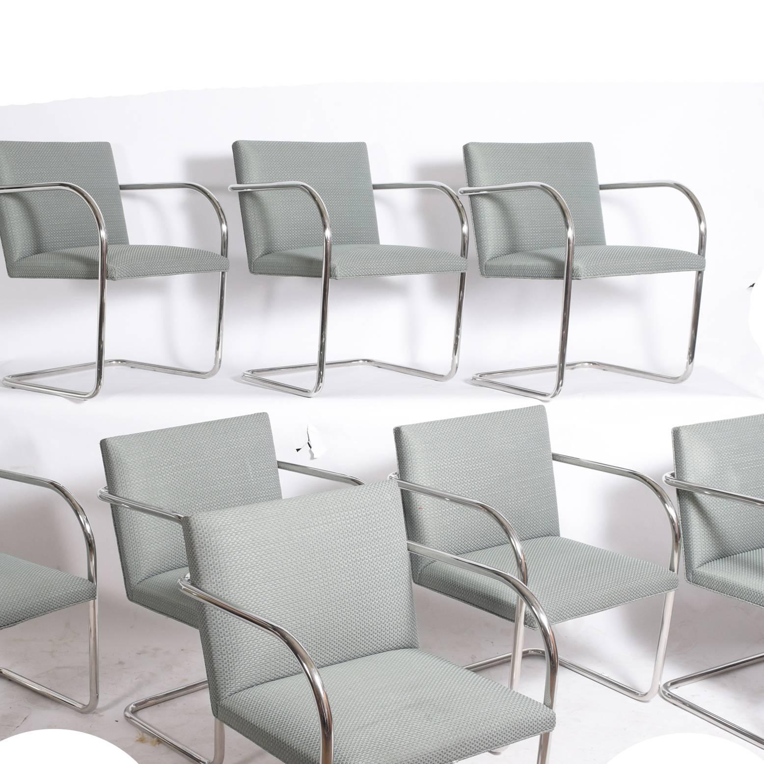 Bauhaus Set of Eight Stainless Steel Brno Chairs by Mies van der Rohe for Knoll Inc.