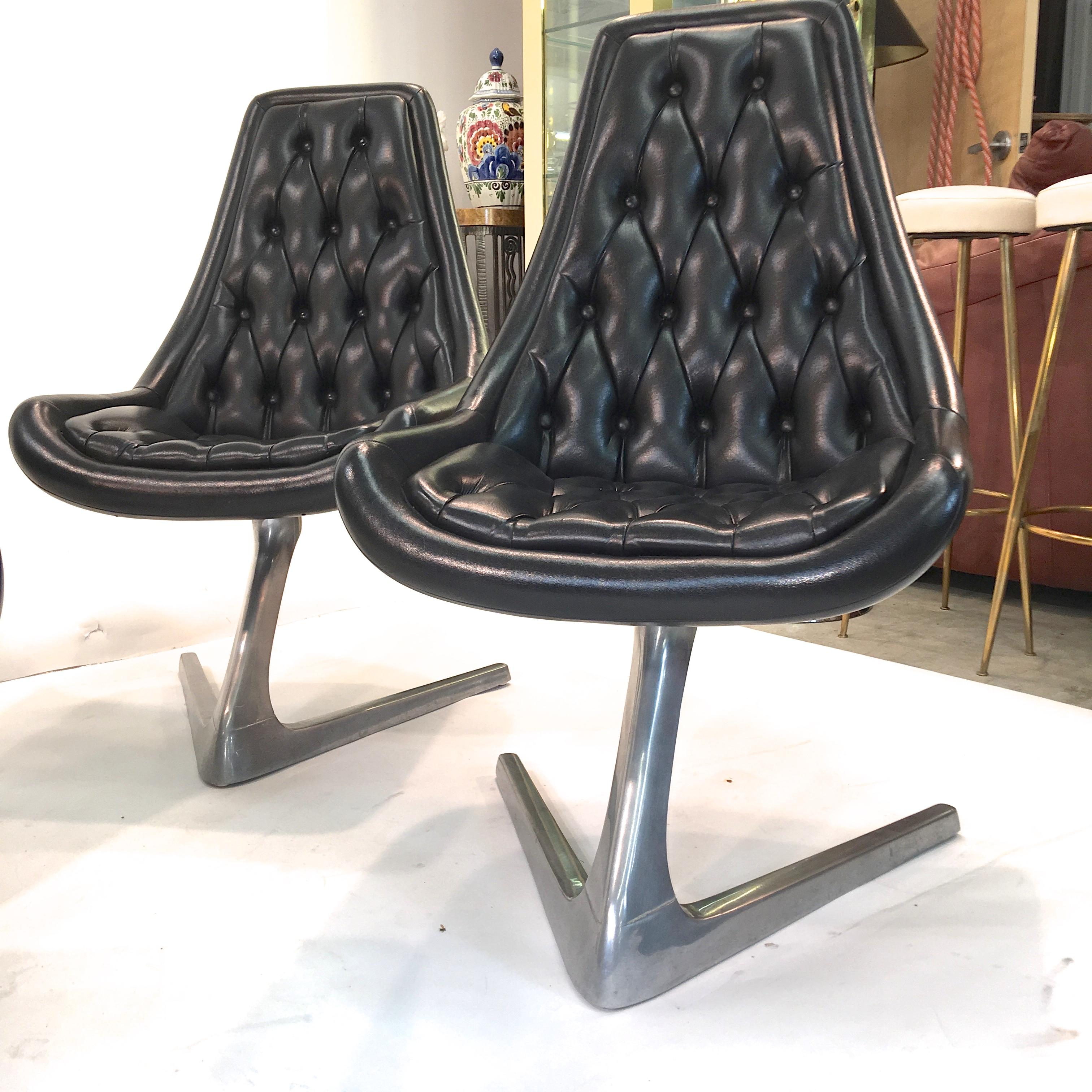 Aluminum Pair of 'Star Trek' Sculpta Swivel Chairs by Chromcraft