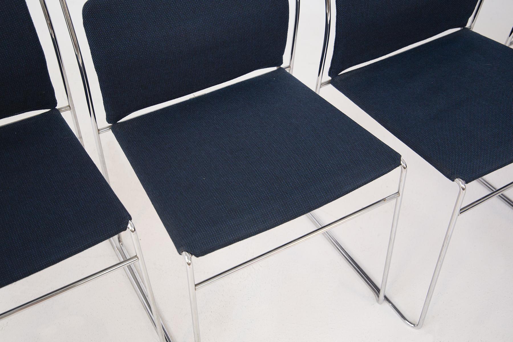 Set of Eight Steel and Cotton Chairs by Kazuhide Takahama 5