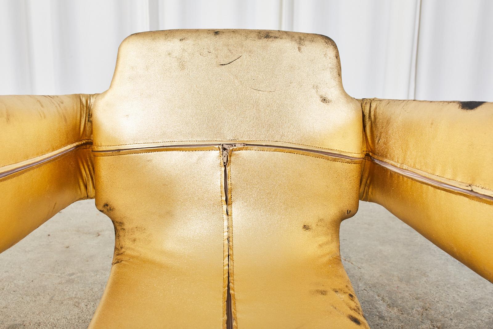 Set of Eight Steve Leonard Distressed Metallic Gold Chairs 11