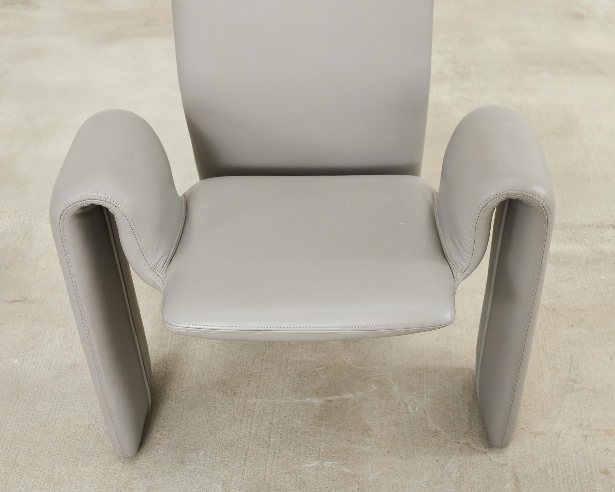 Conjunto de ocho sillas de comedor de piel Steve Leonard para Brayton en venta 11