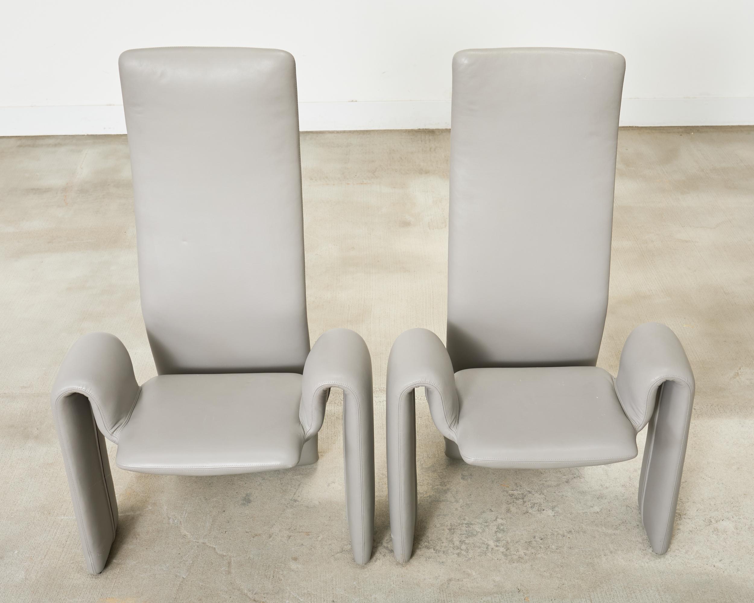 Conjunto de ocho sillas de comedor de piel Steve Leonard para Brayton en Bueno estado para la venta en Rio Vista, CA