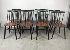 Set of Eight Stick Back Scandinavian Dining Chairs by Thomas Harlev for Farstrup
