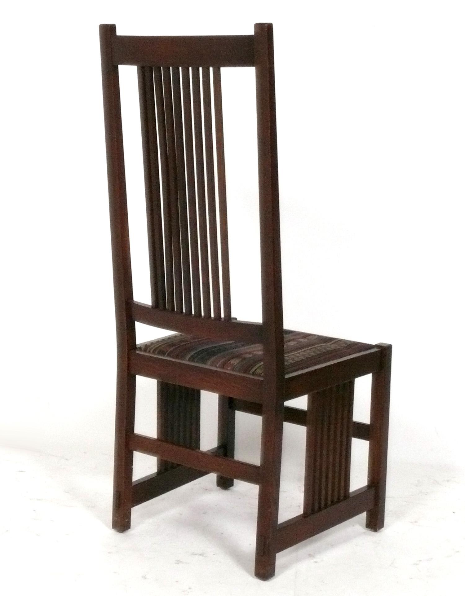 Set of Eight Stickley Mission Oak Arts and Crafts Dining Chairs For Sale 1