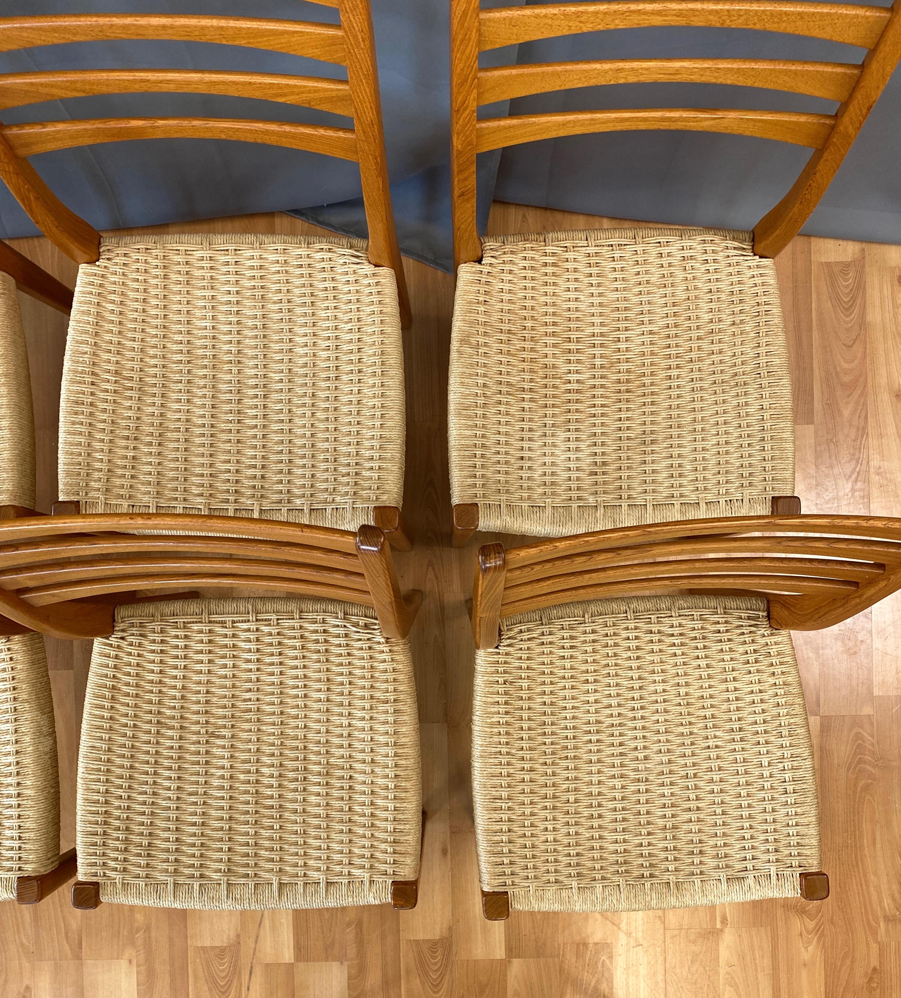 Set of Eight Svegards Markaryd Teak and Papercord Dining Chairs, 1960s 7