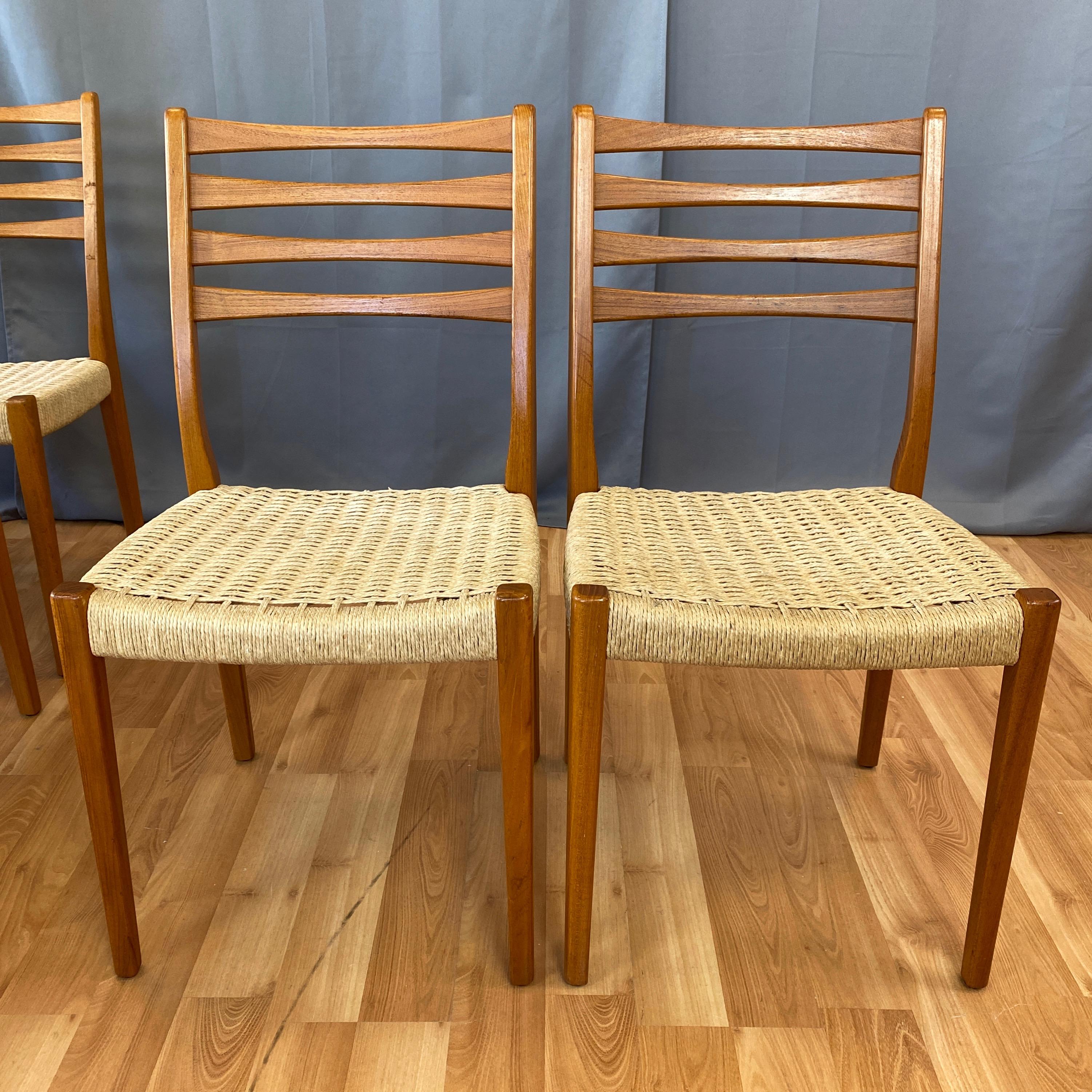 Set of Eight Svegards Markaryd Teak and Papercord Dining Chairs, 1960s In Good Condition In San Francisco, CA