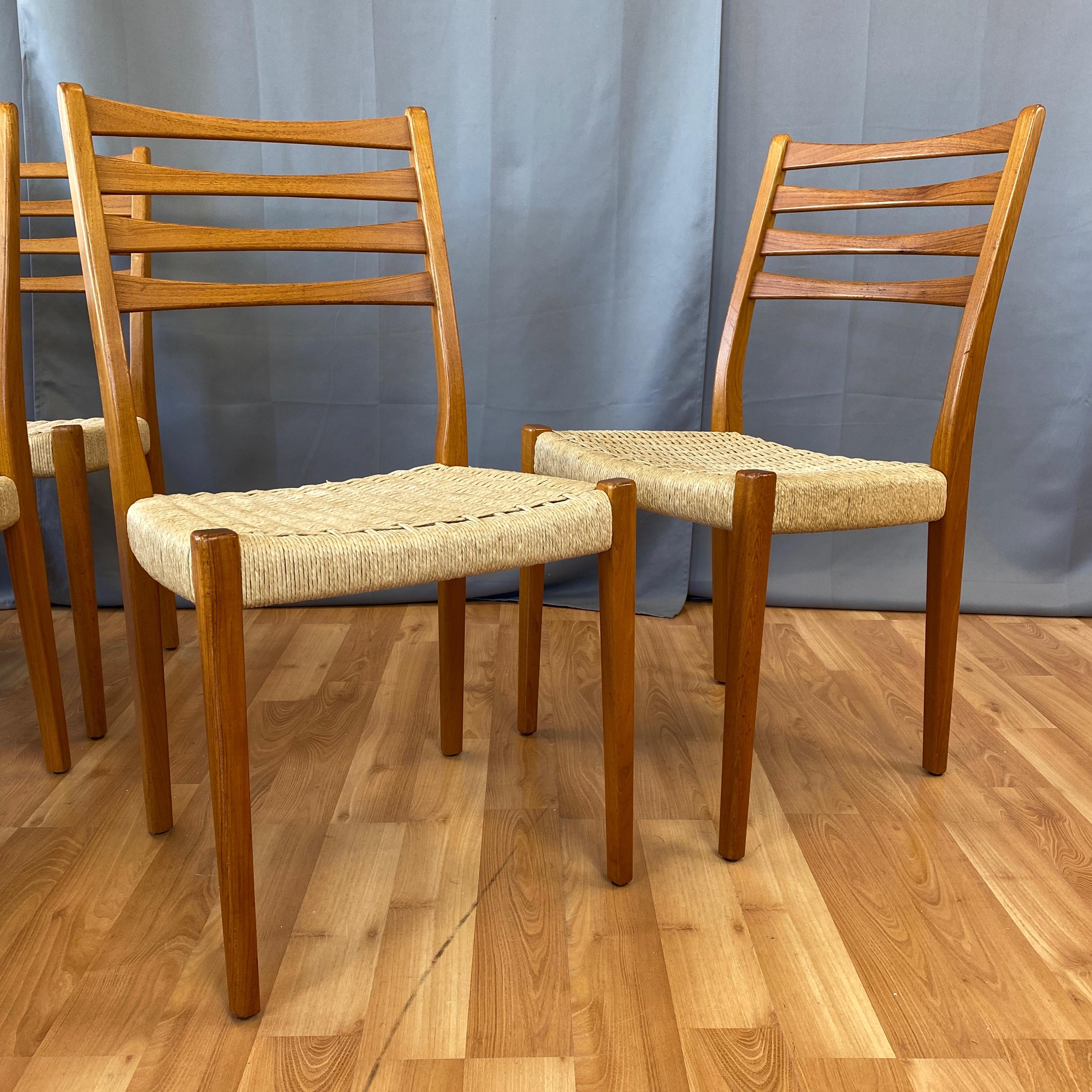 Set of Eight Svegards Markaryd Teak and Papercord Dining Chairs, 1960s 3