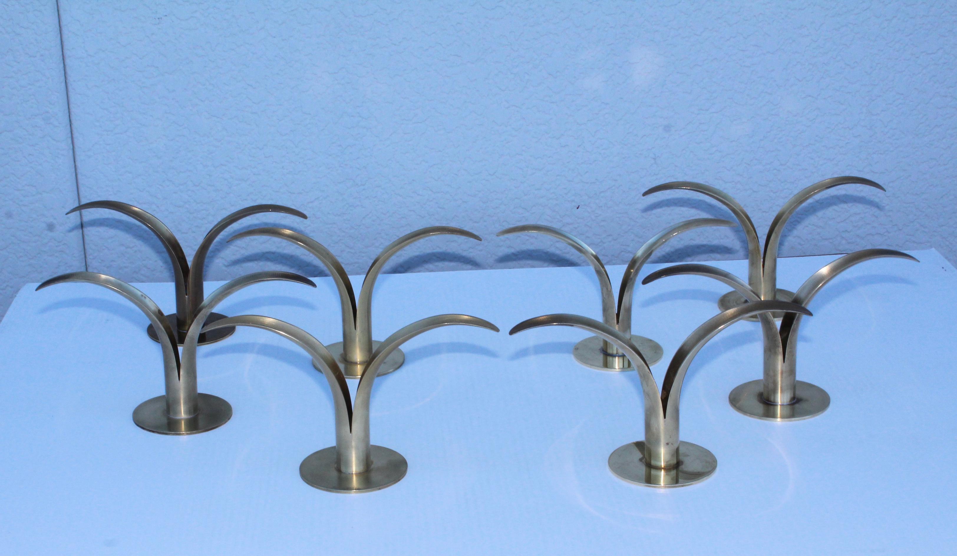 Mid-Century Modern Set of Eight Swedish Brass Candleholders by Ystad Metall For Sale
