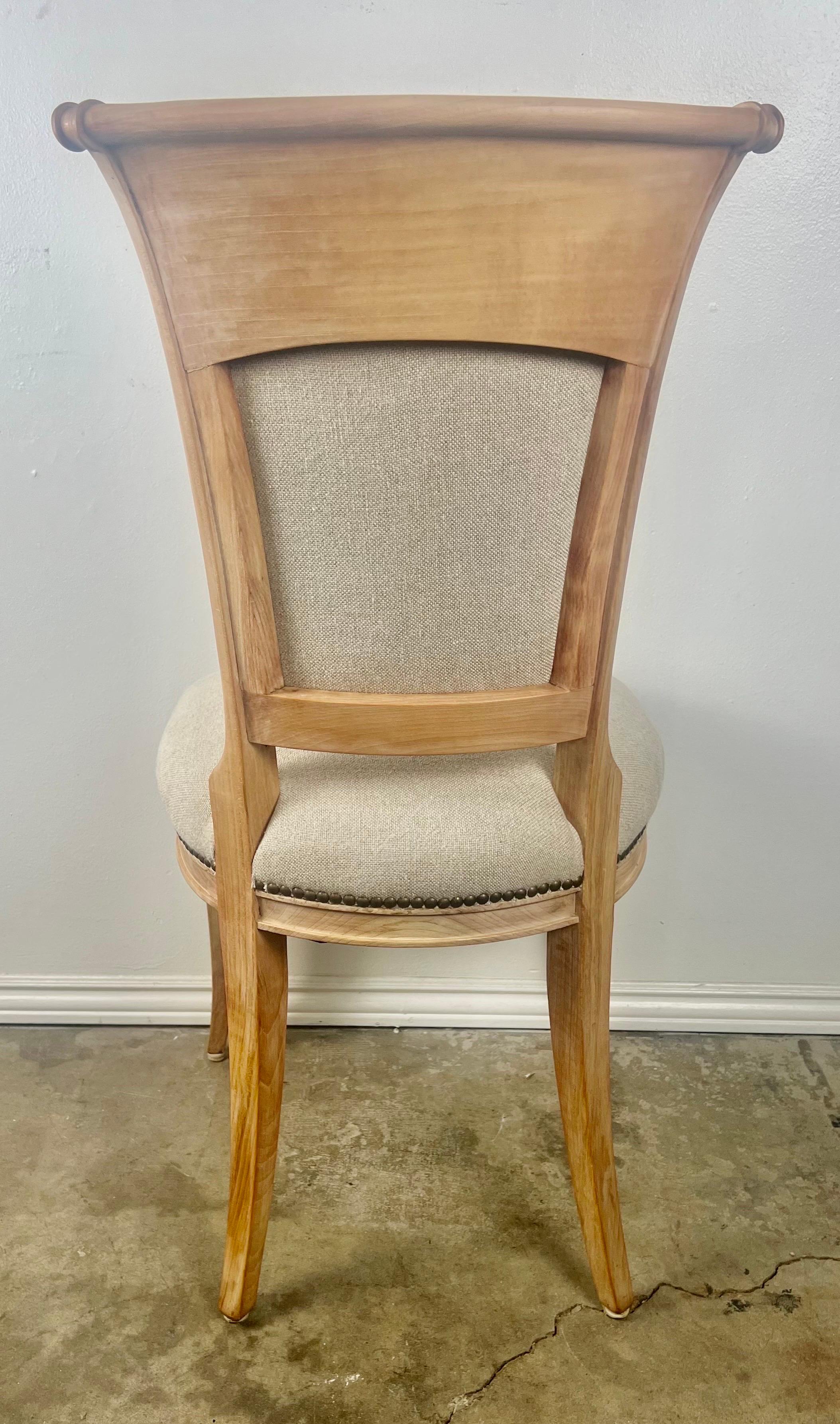 Set of Eight Swedish Dining Room Chairs w/ Belgium Linen Upholstery 7