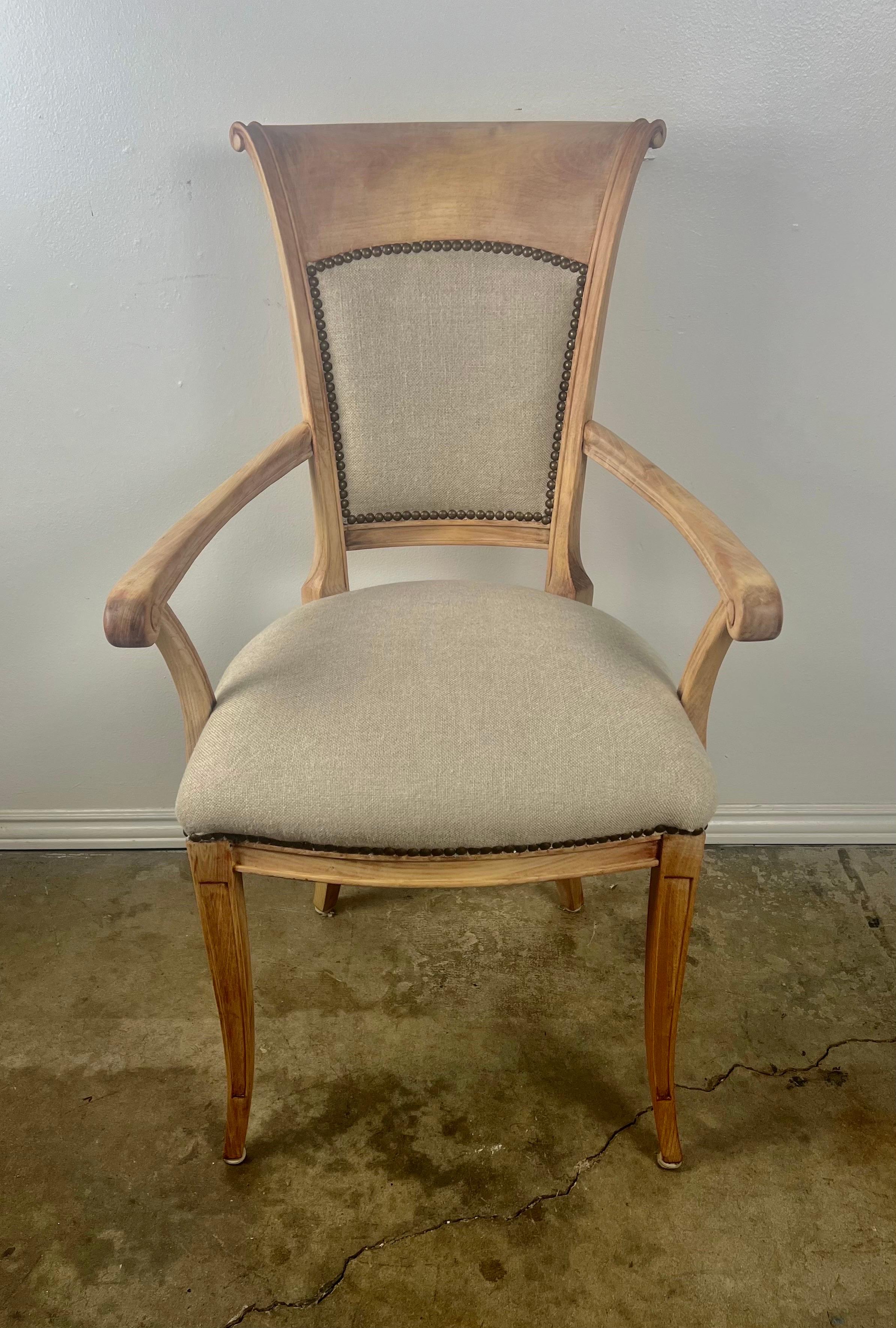 Set of Eight Swedish Dining Room Chairs w/ Belgium Linen Upholstery 10