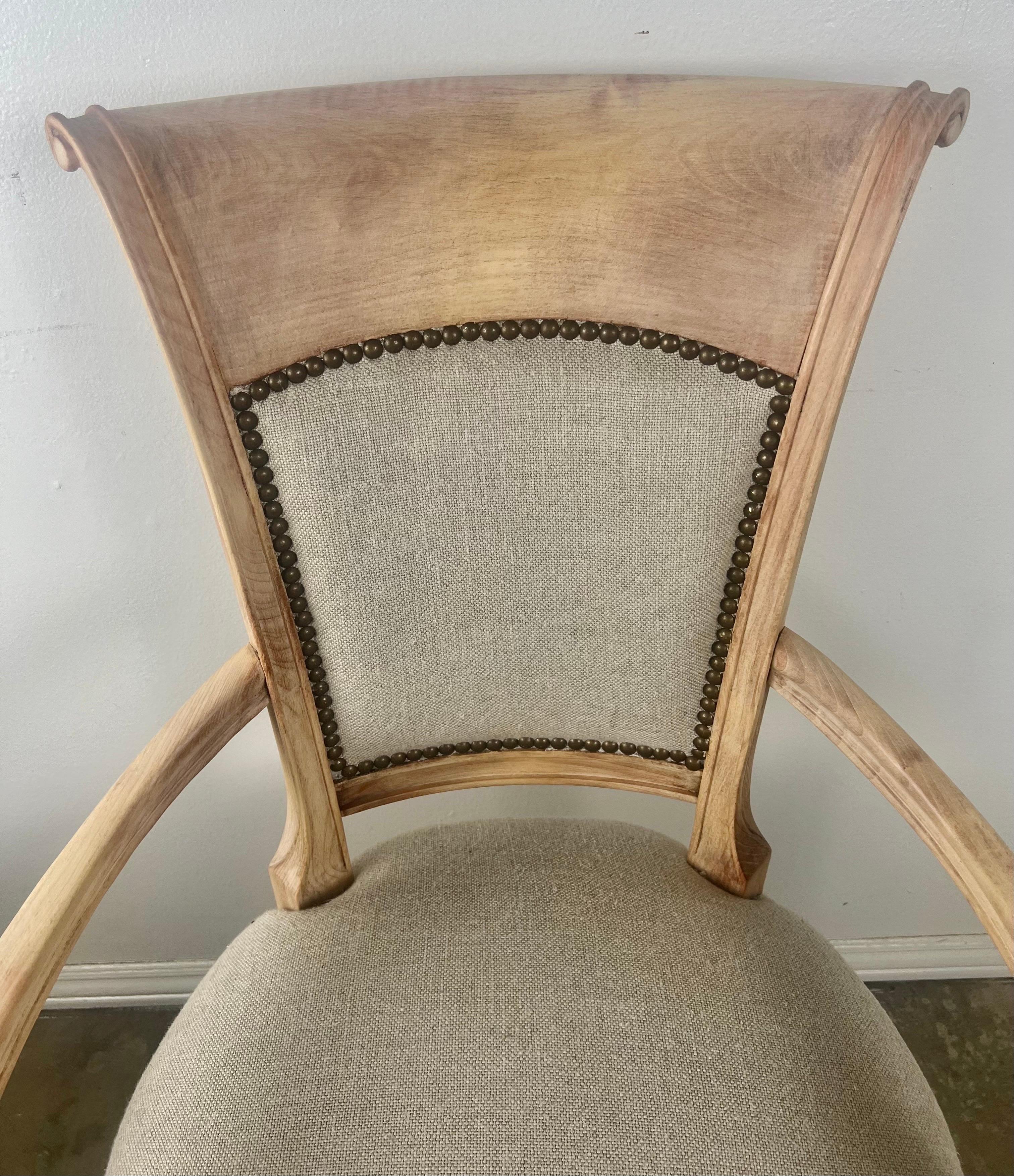 Set of Eight Swedish Dining Room Chairs w/ Belgium Linen Upholstery 11