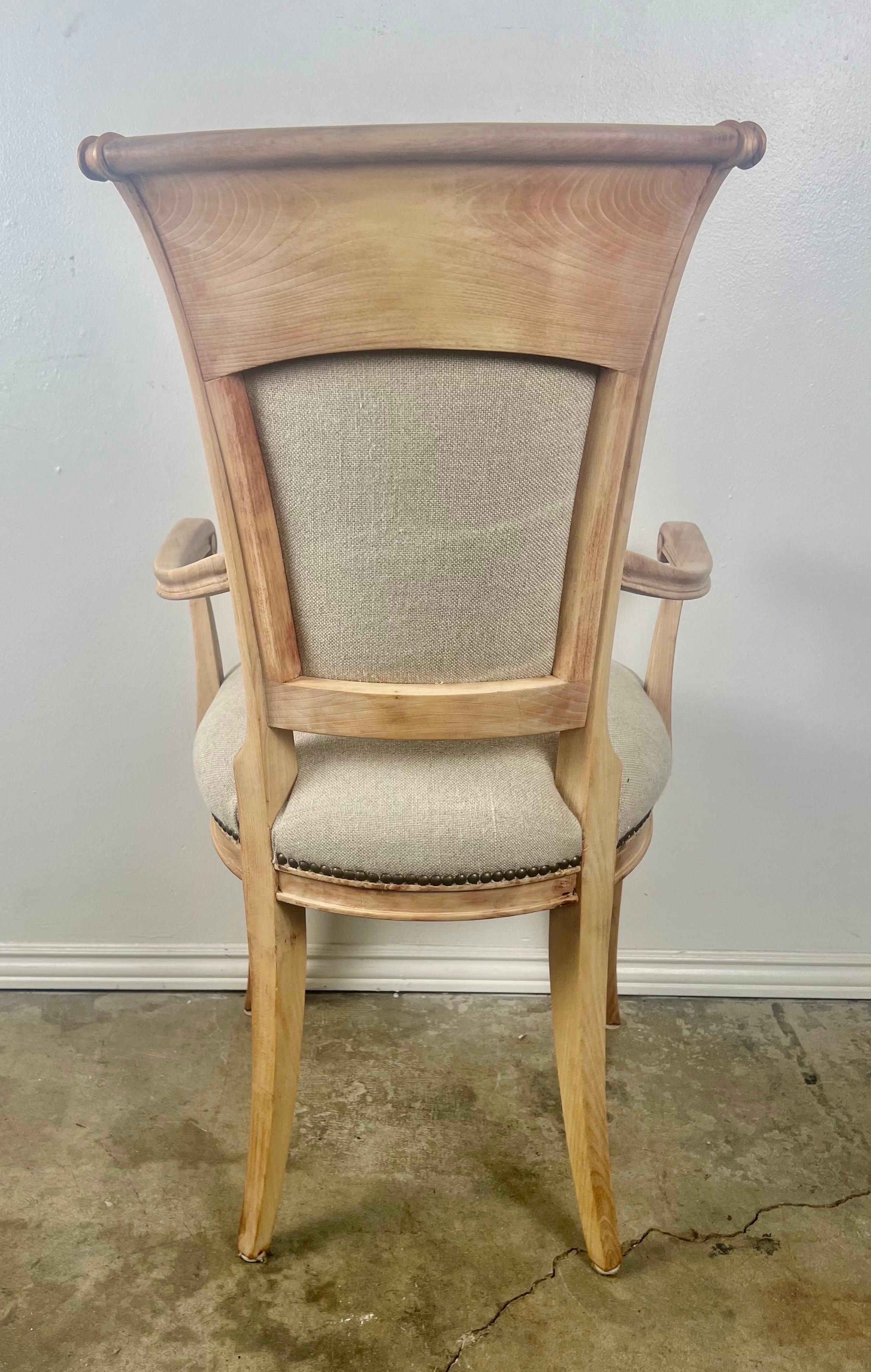 Set of Eight Swedish Dining Room Chairs w/ Belgium Linen Upholstery 13