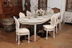 Set of Eight Swedish Gustavian Style 19th Century Dining Chairs with Oval Backs