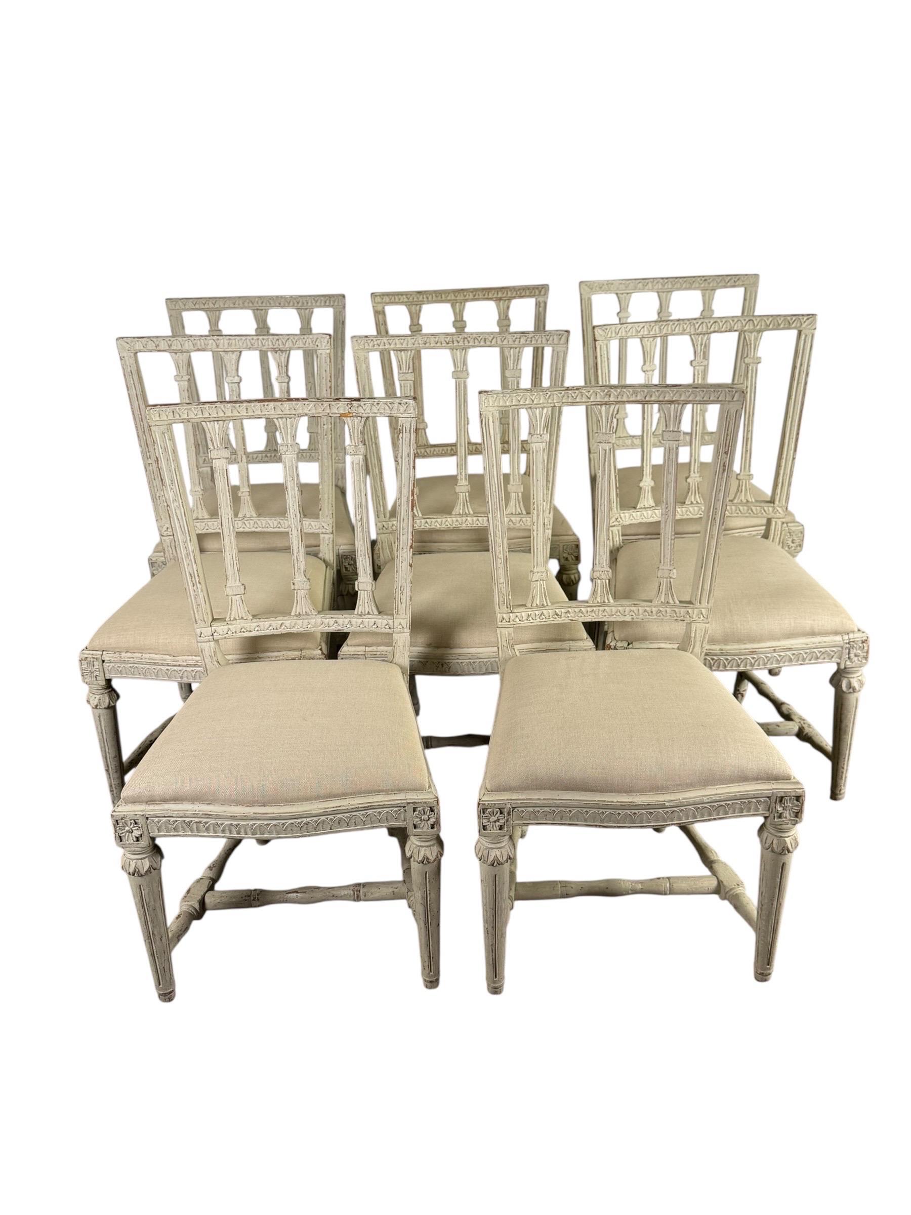 Berlin Iron Set of Eight Swedish Gustavian Style Dining Chairs, 19th Century For Sale