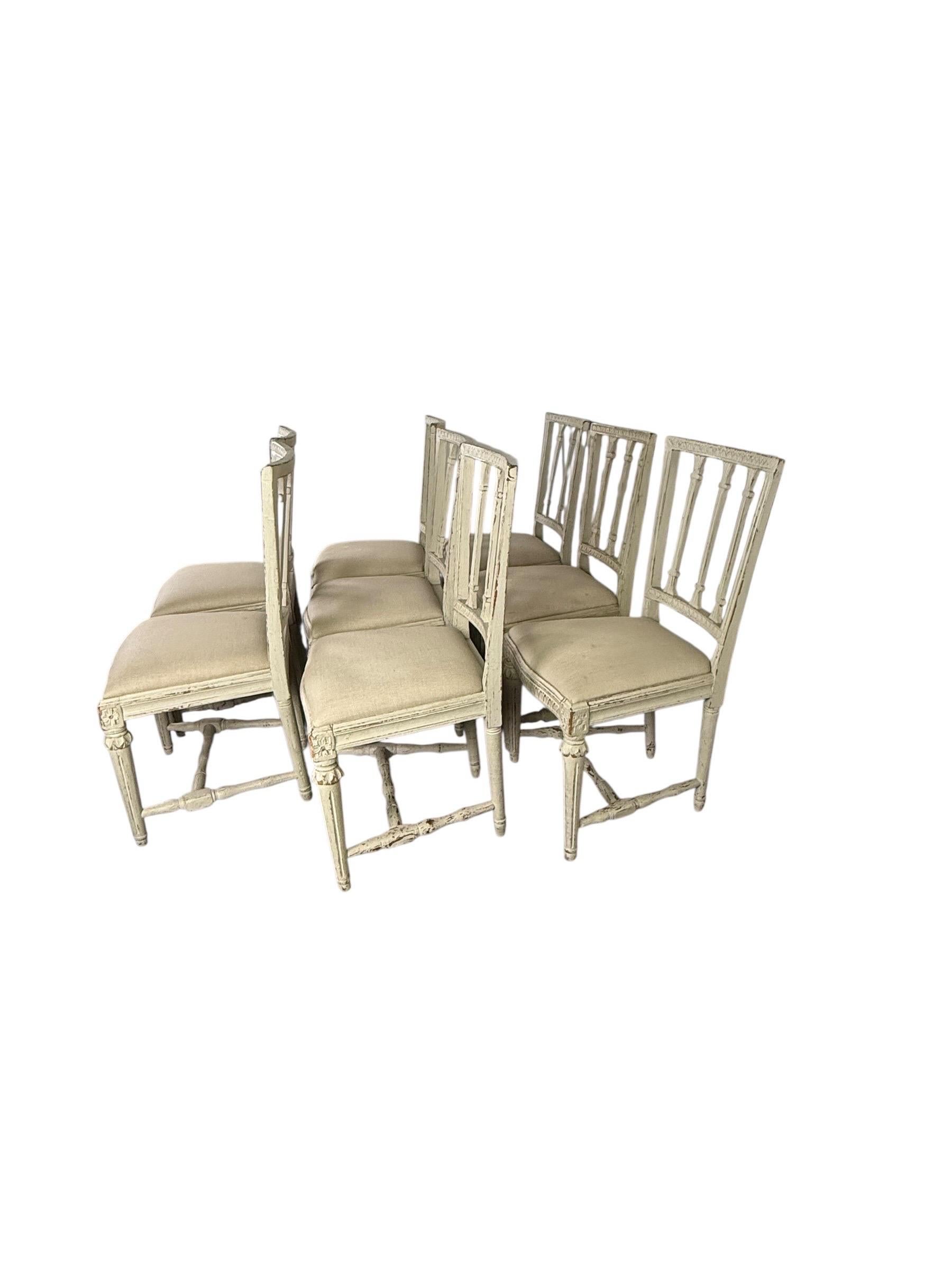 Set of Eight Swedish Gustavian Style Dining Chairs, 19th Century For Sale 3
